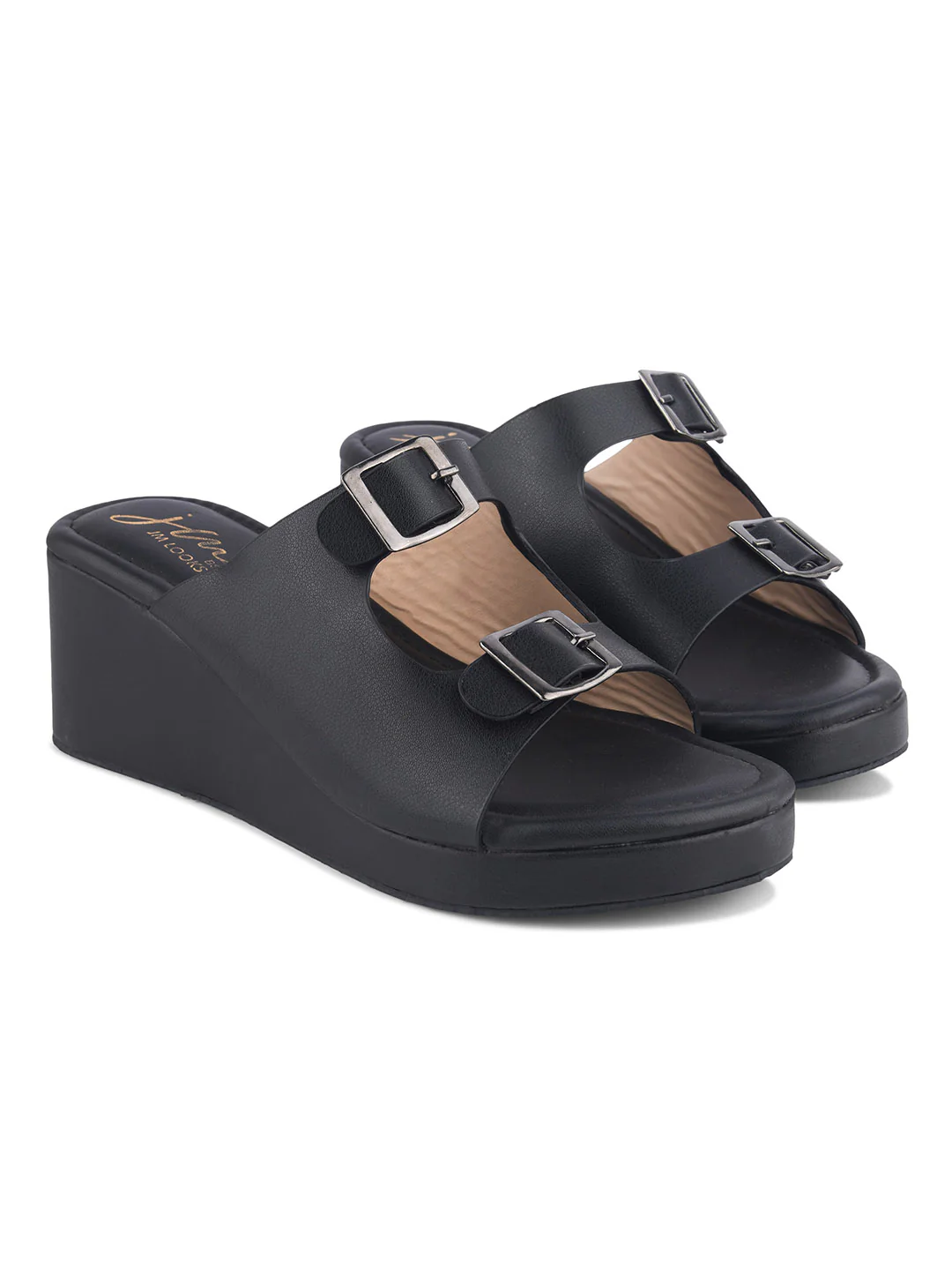 Twin Buckle Wedge Sandals - Image 6