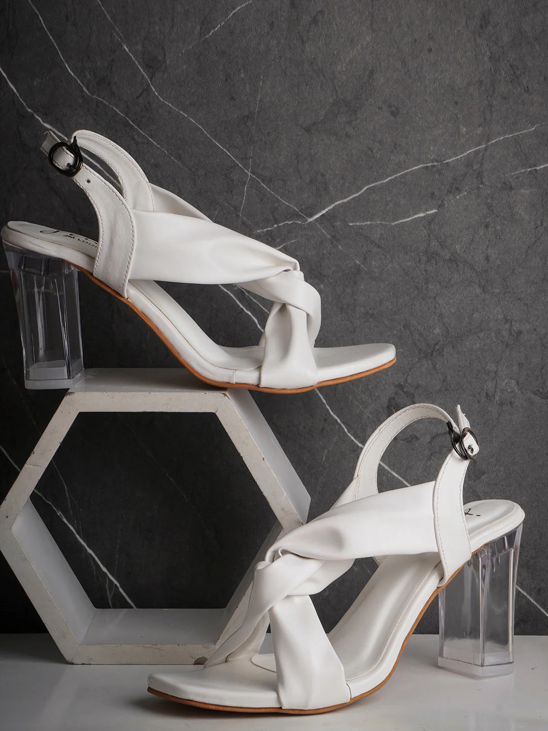 Jm Looks Women's Twisted Strap Clear Heel Sandals - Image 7