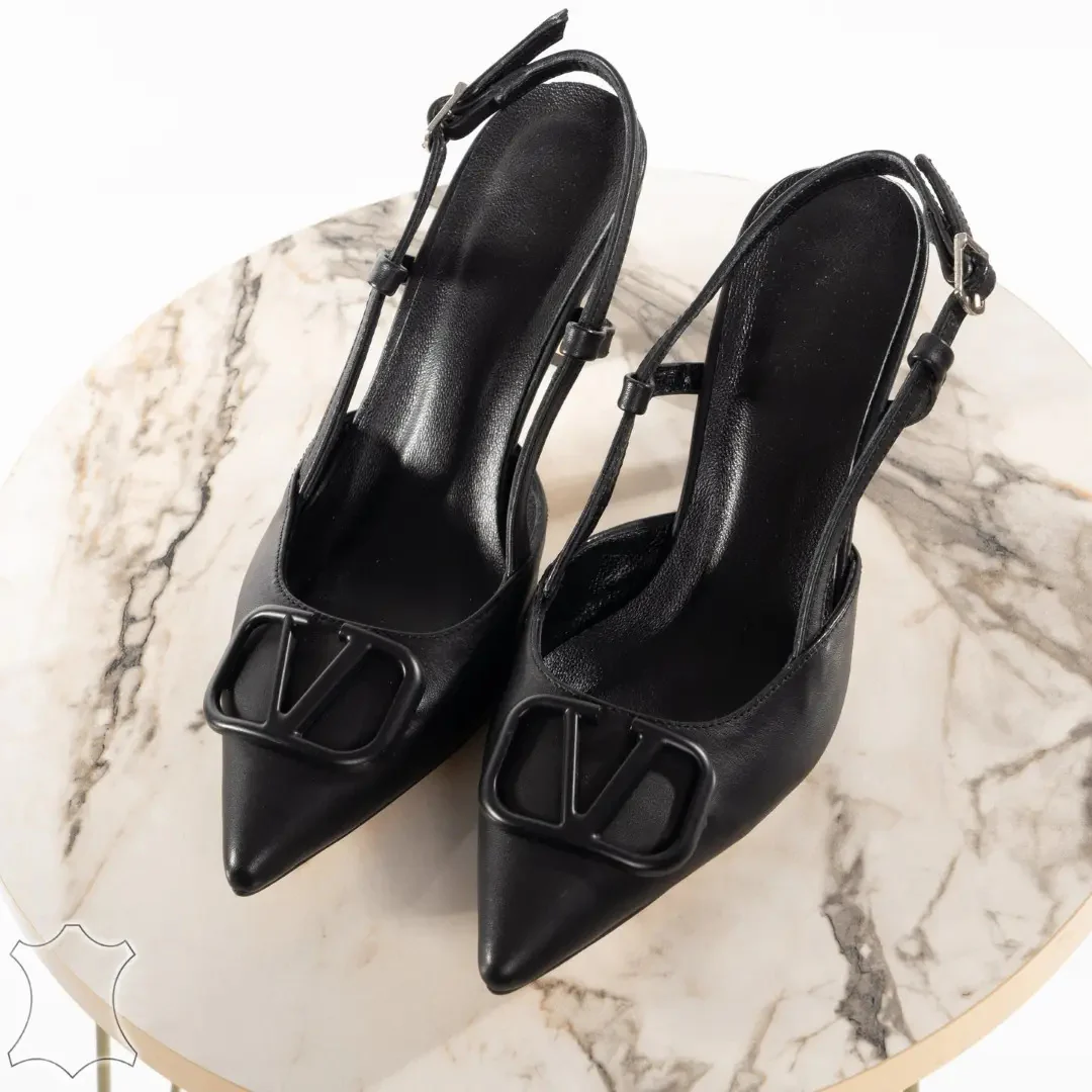 Typographic Applique Slingback Kitten Heels
