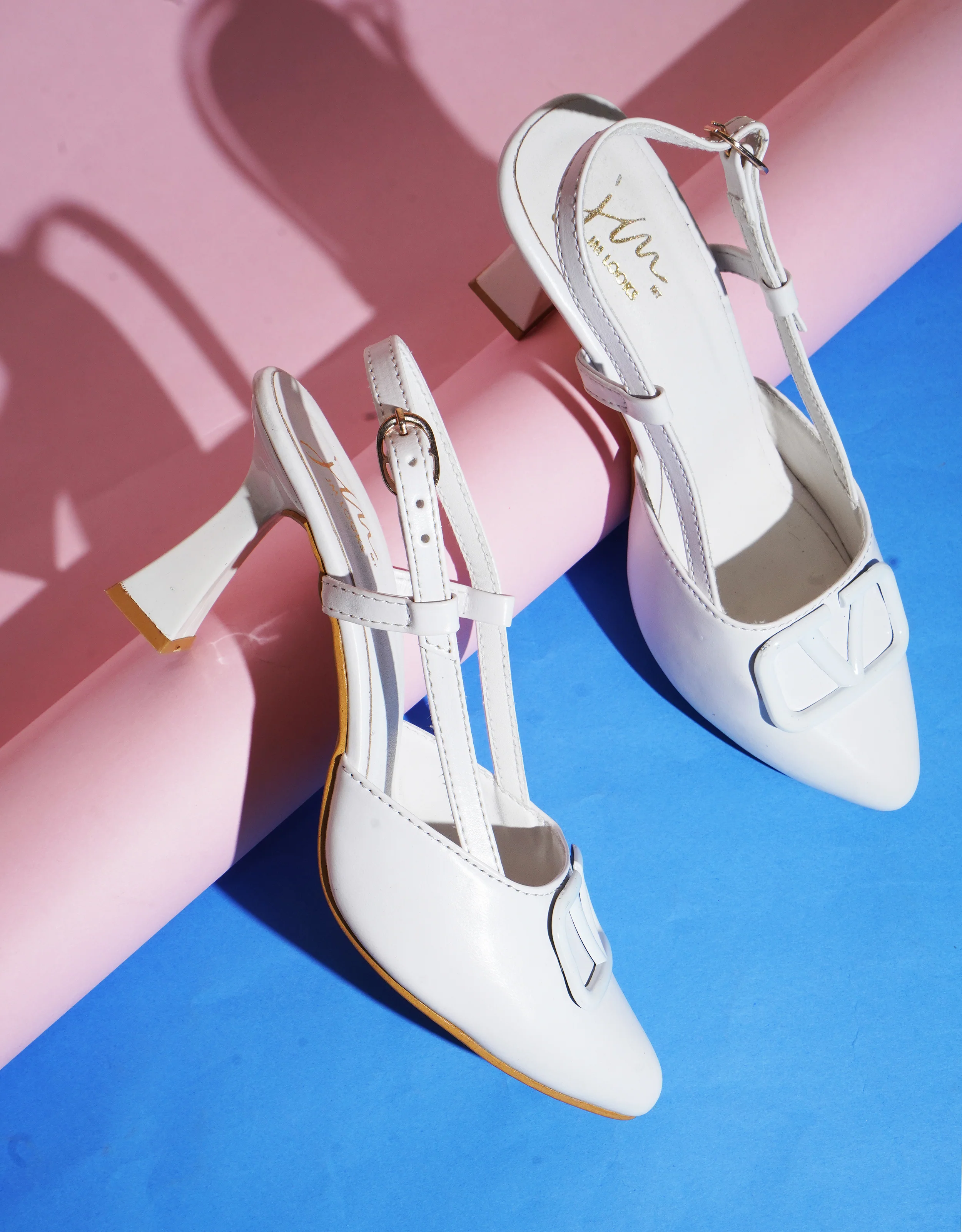 Typographic Applique Slingback Kitten Heels - Image 2
