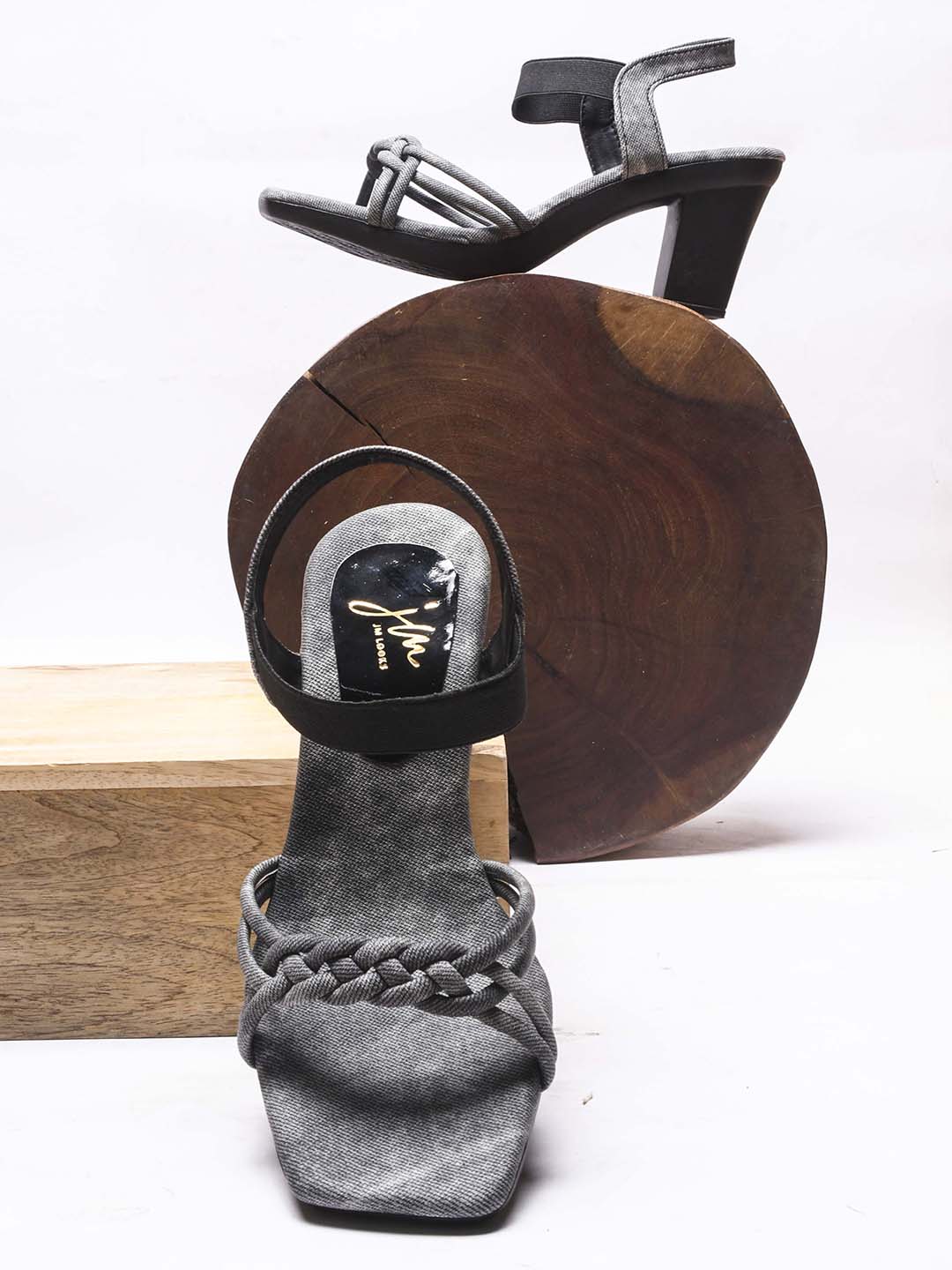 Jm Looks Knotted Strap Block Heel Sandals