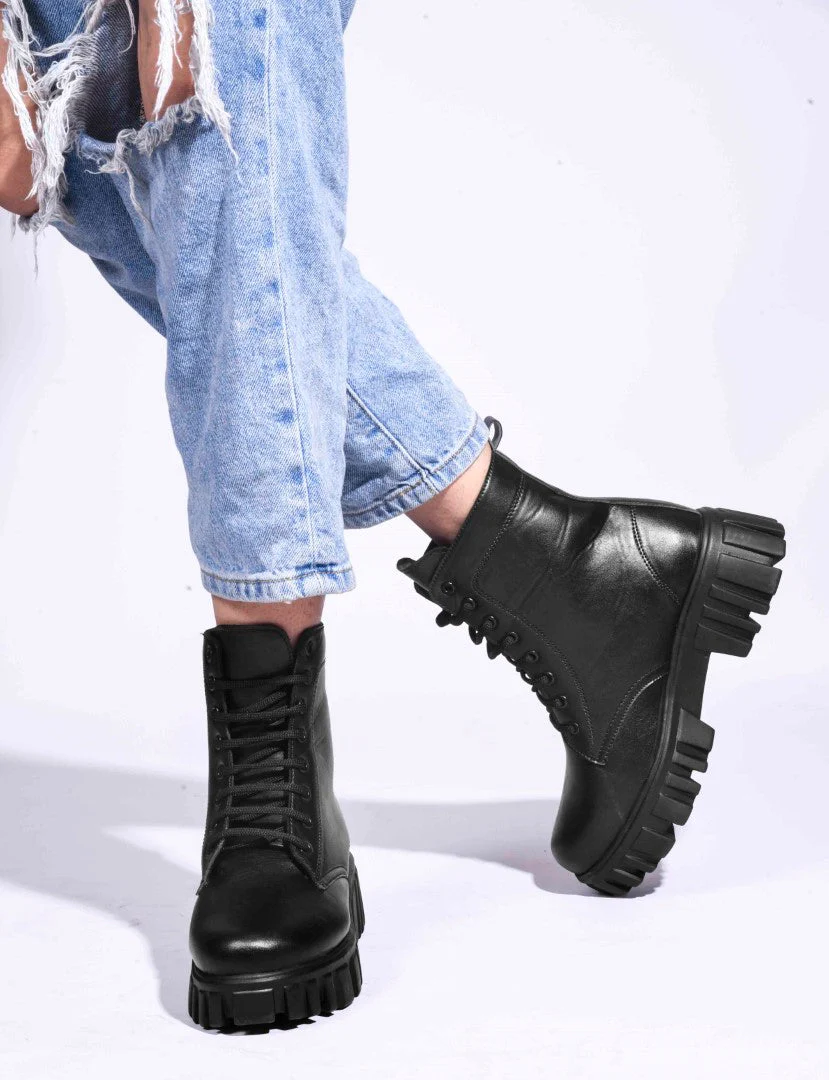 Jm Looks Rugged Lace-Up Combat Boots for Women & Girls - Image 4