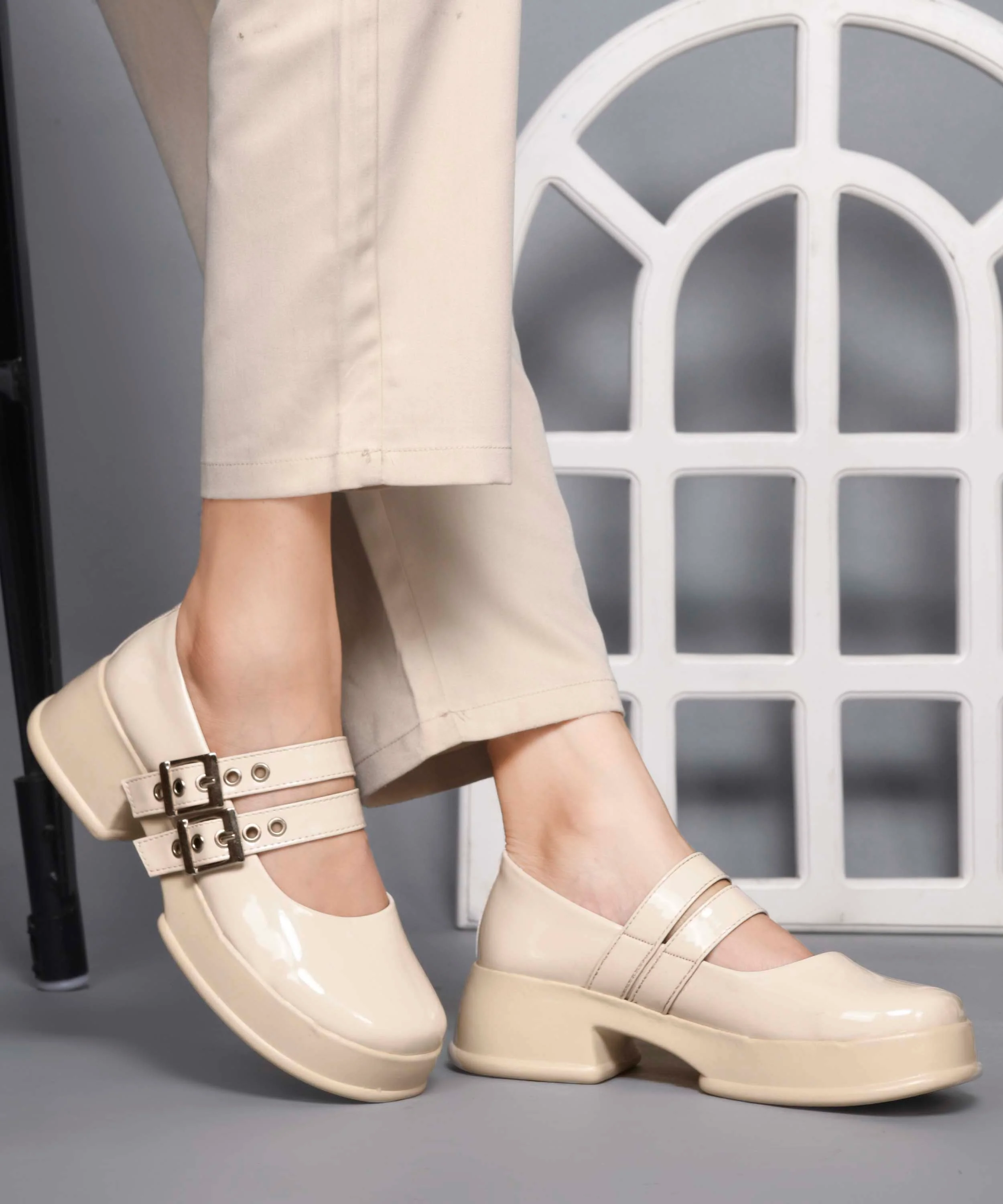 Urban Edge Double Buckle Chunky Heels - Image 14