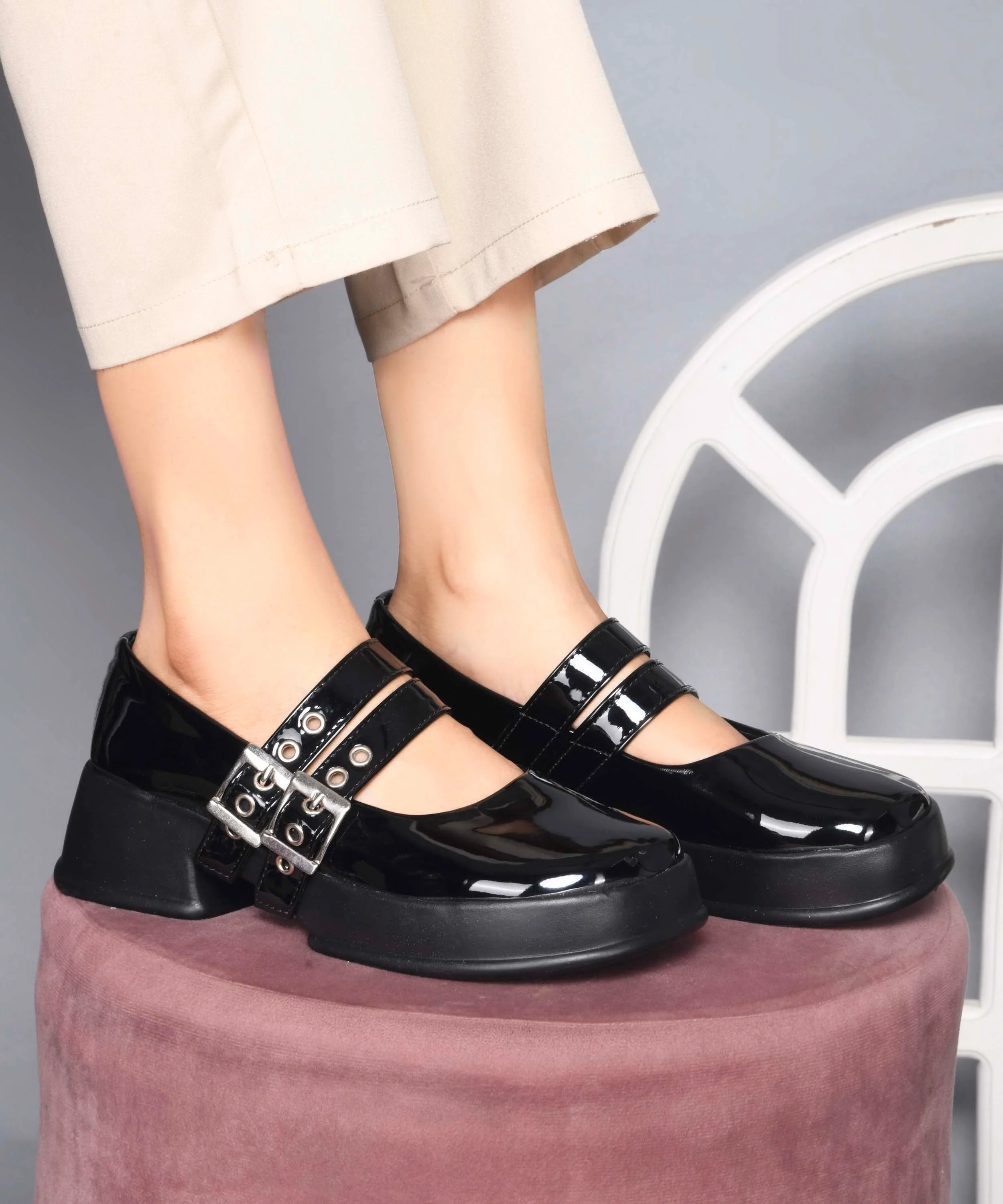 Urban Edge Double Buckle Chunky Heels - Image 3