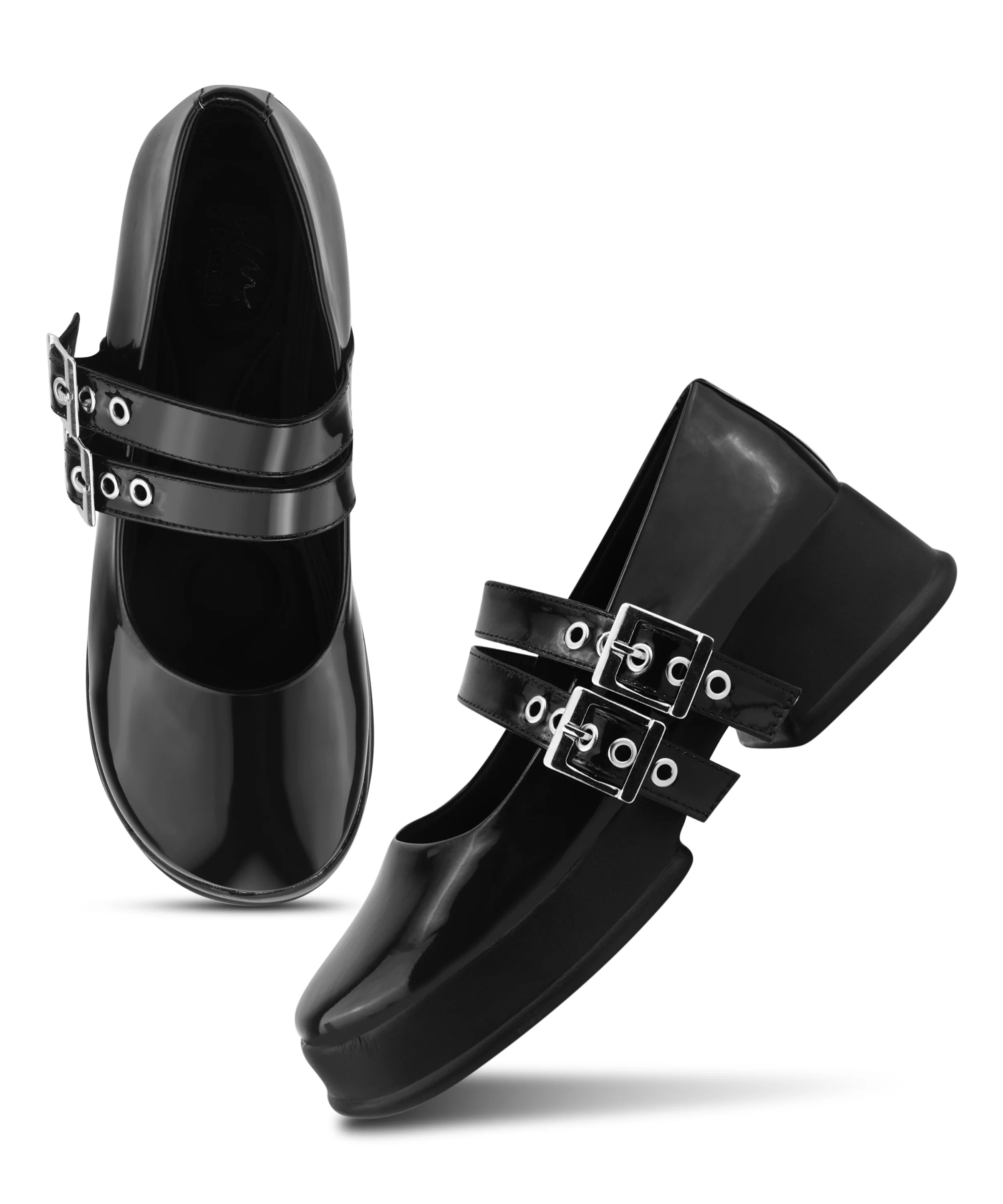 Urban Edge Double Buckle Chunky Heels - Image 6