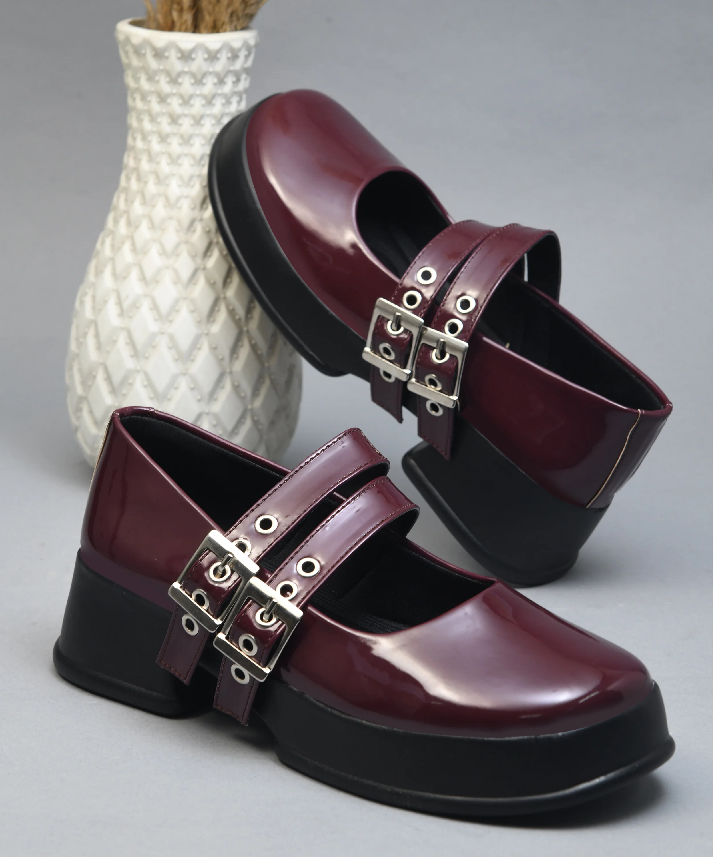 Urban Edge Double Buckle Chunky Heels - Image 7