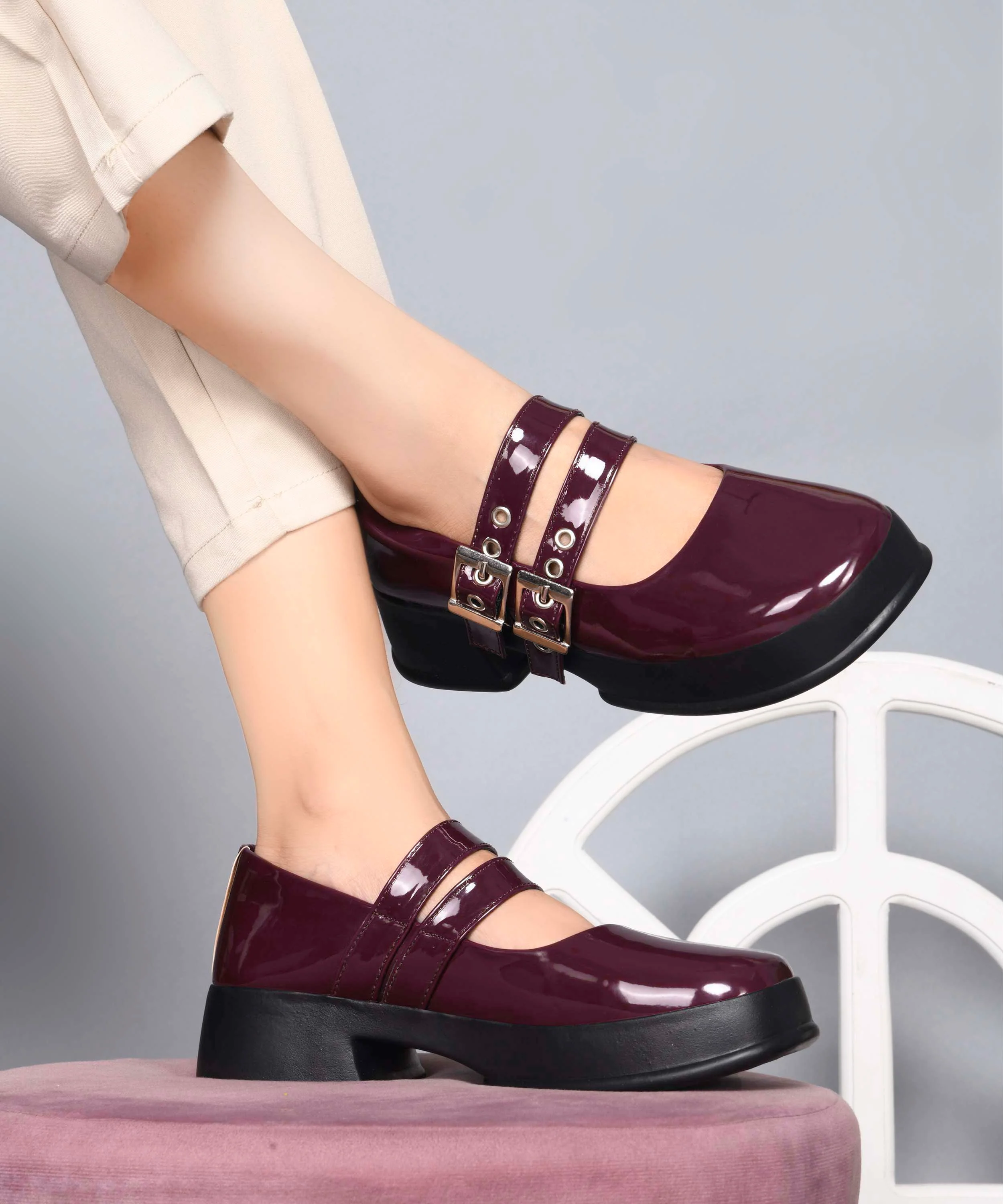 Urban Edge Double Buckle Chunky Heels - Image 8