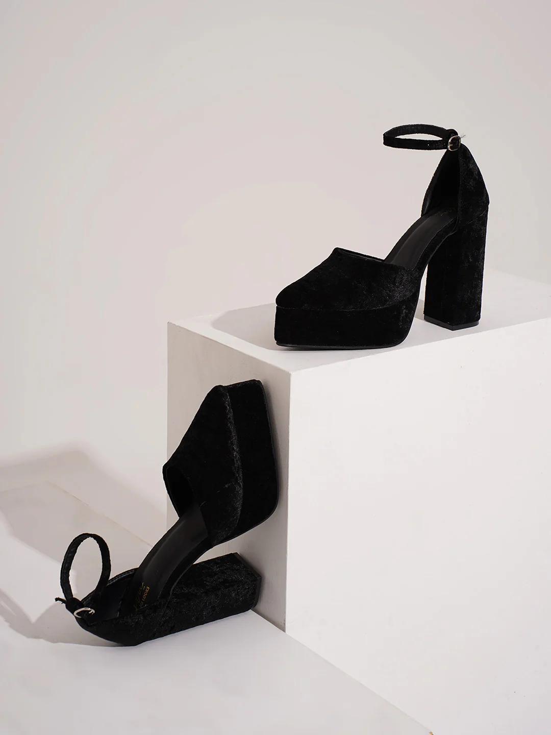 Velvet Platform Block Heels