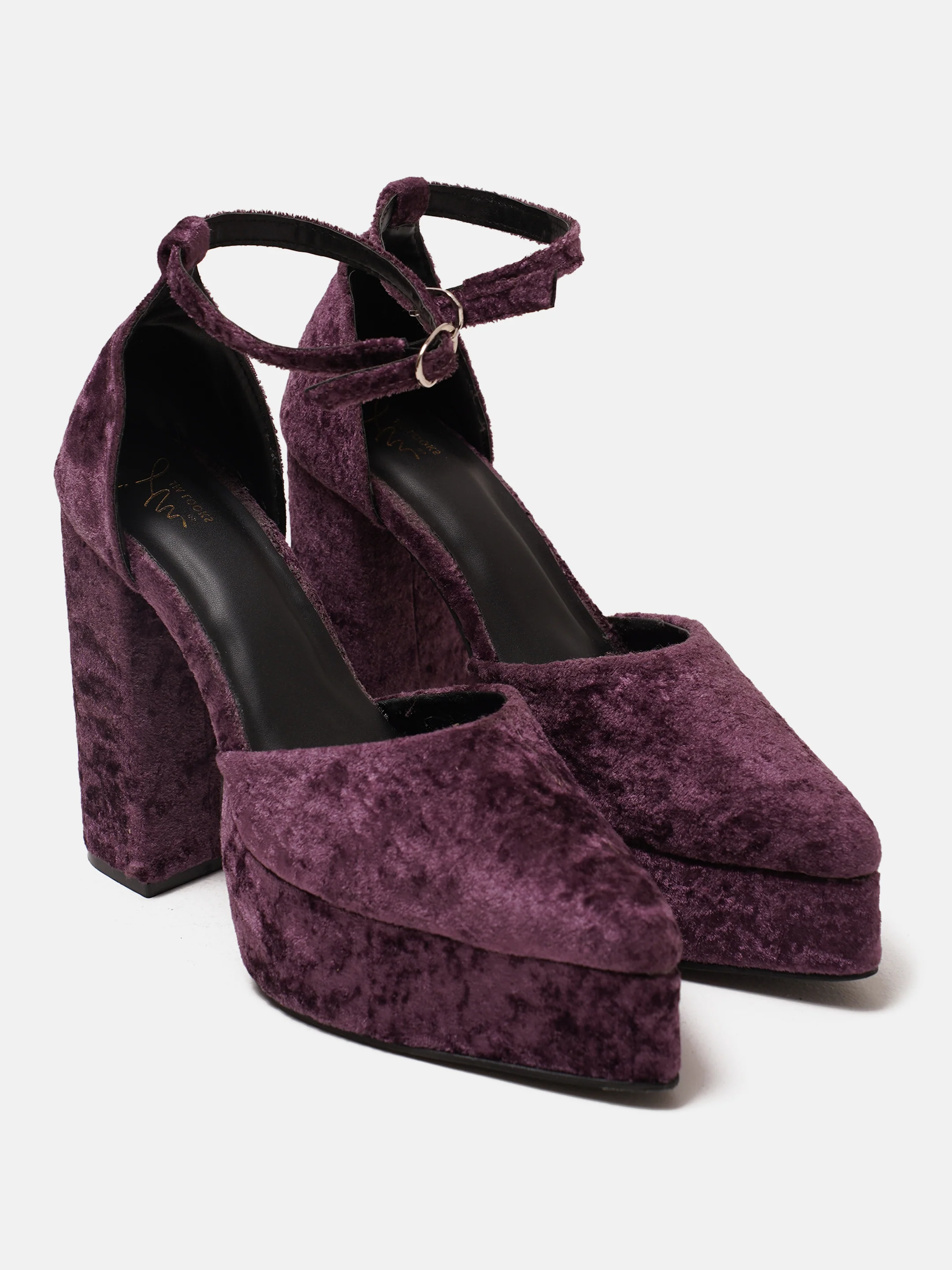 Velvet Platform Block Heels - Image 10