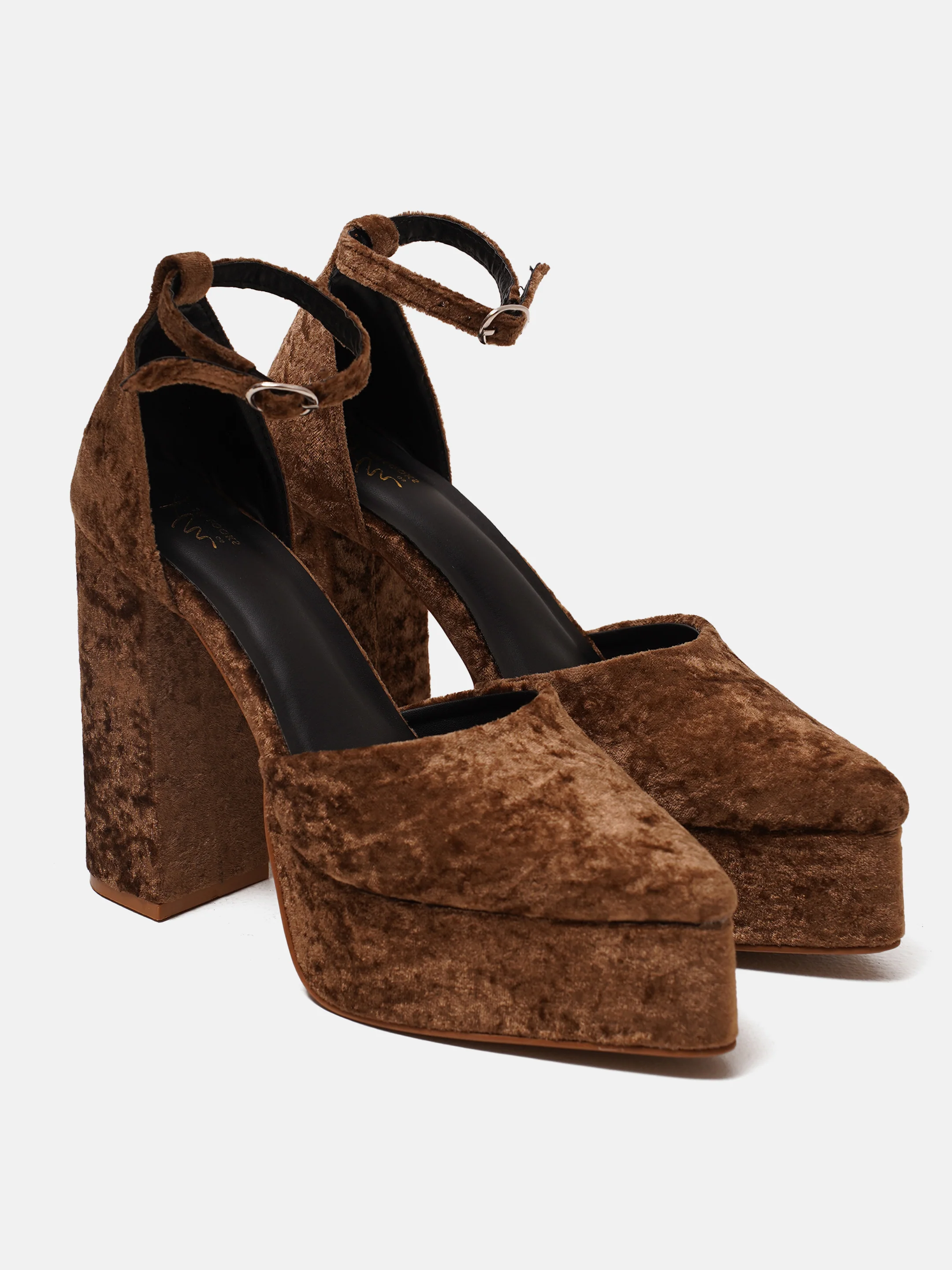 Velvet Platform Block Heels - Image 12