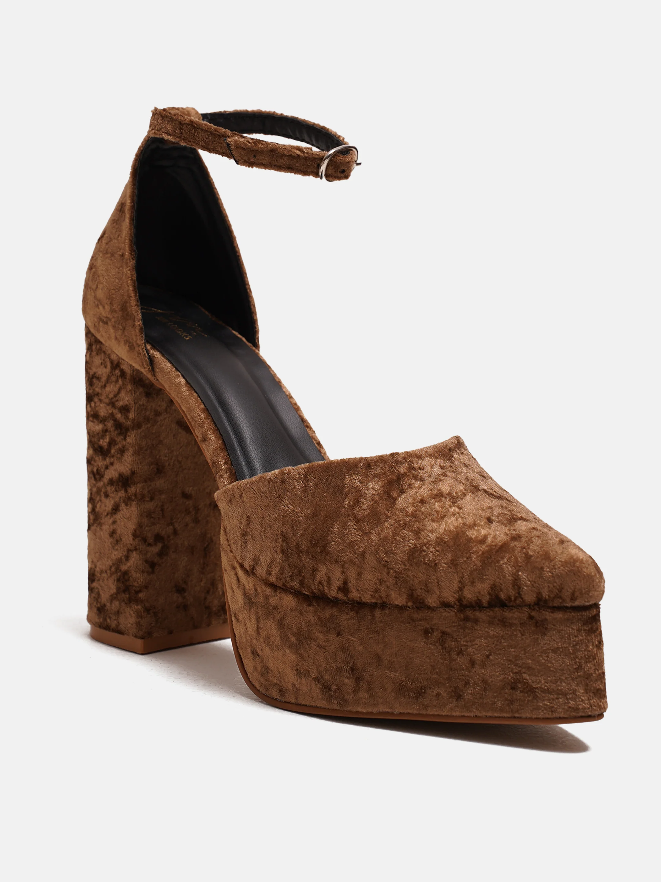 Velvet Platform Block Heels - Image 13