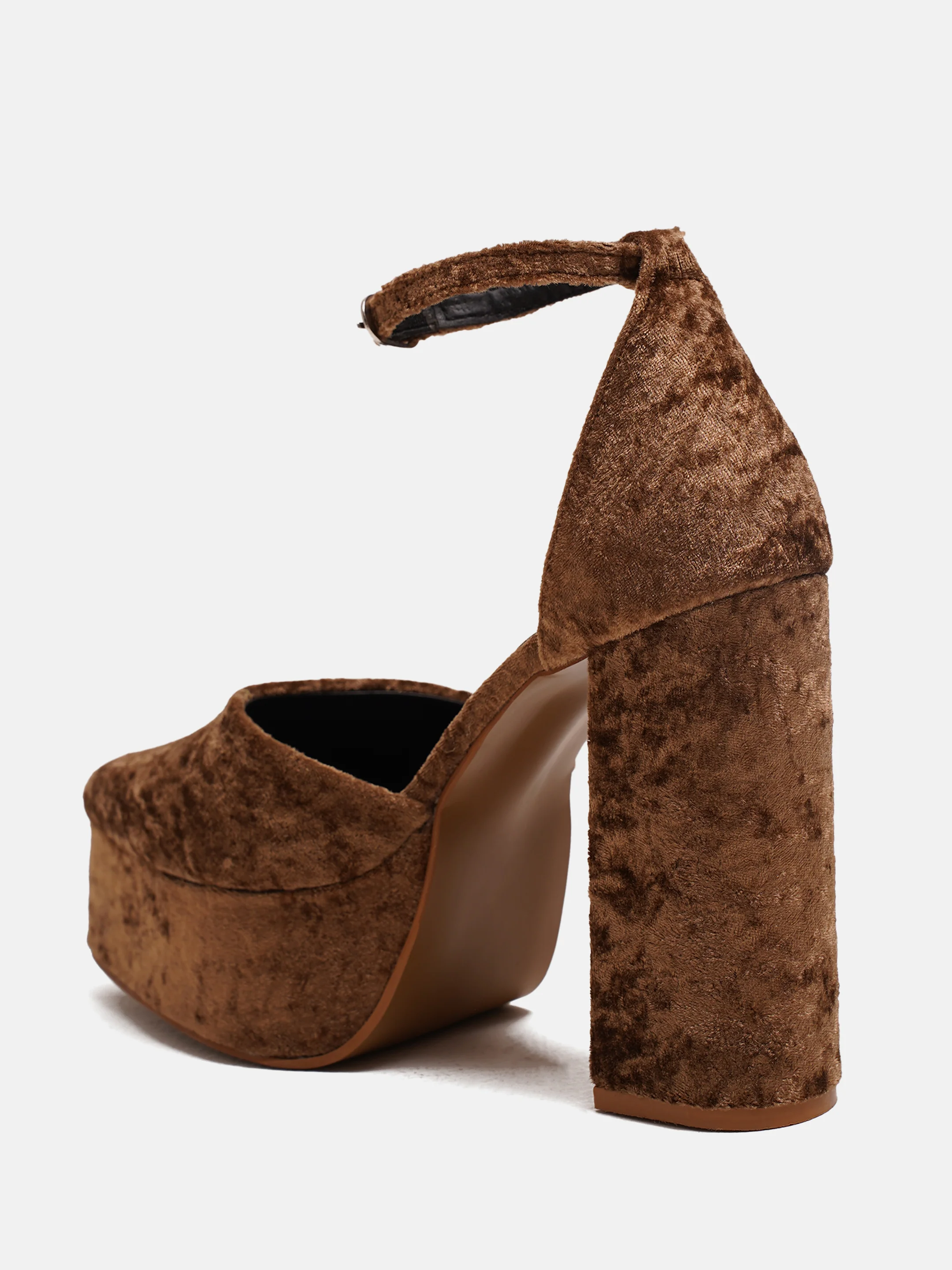 Velvet Platform Block Heels - Image 14