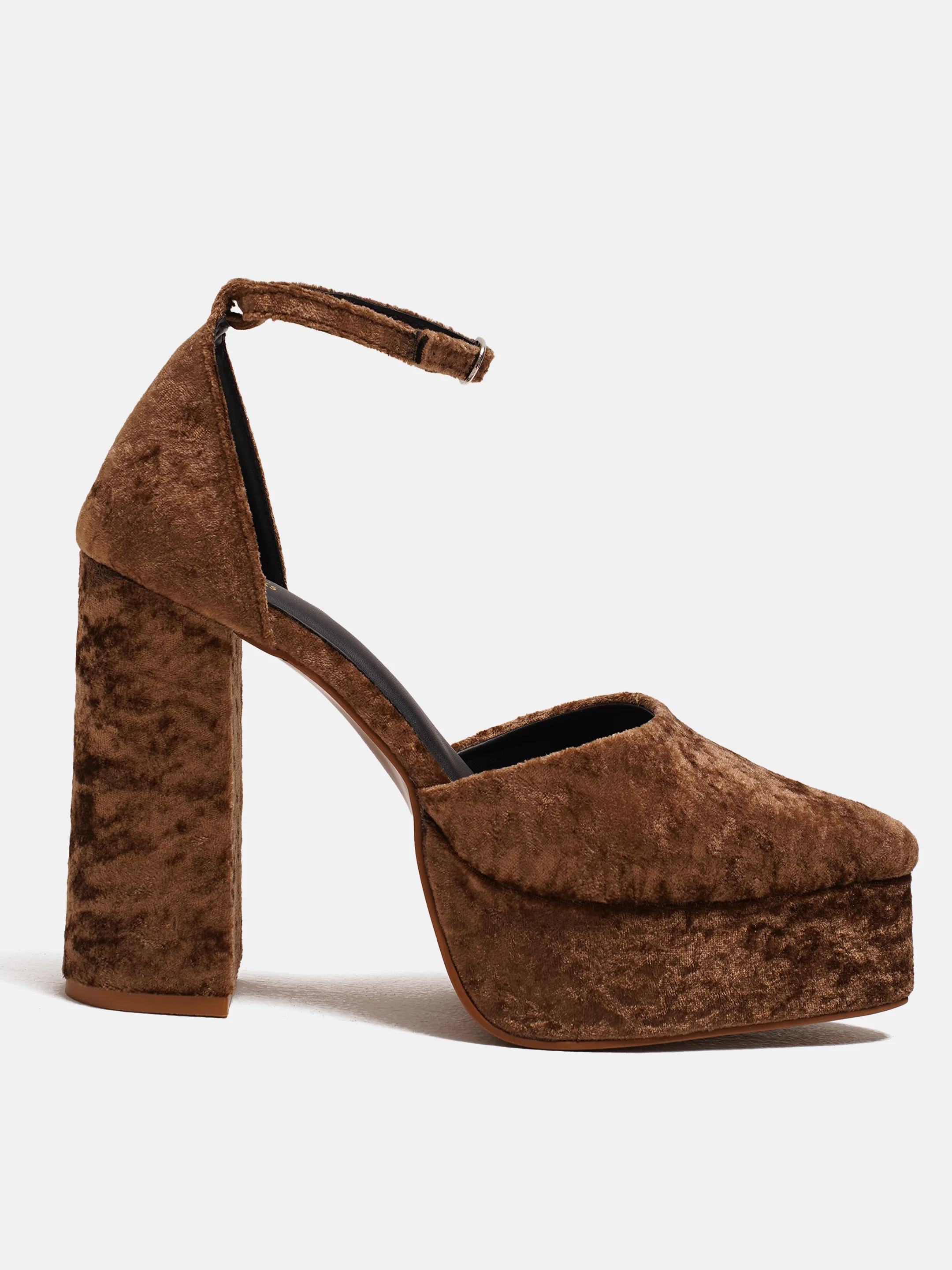 Velvet Platform Block Heels - Image 15