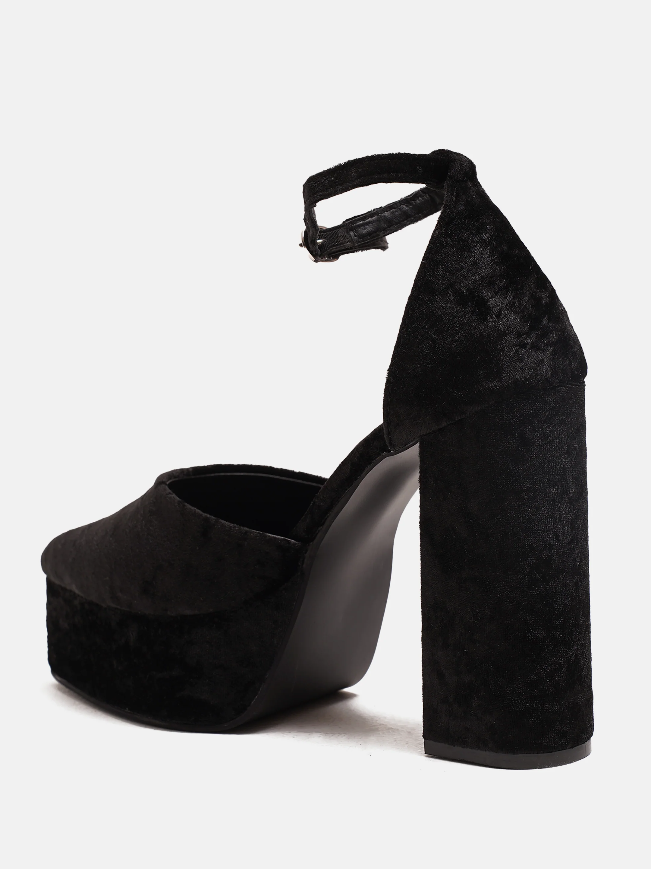 Velvet Platform Block Heels - Image 2