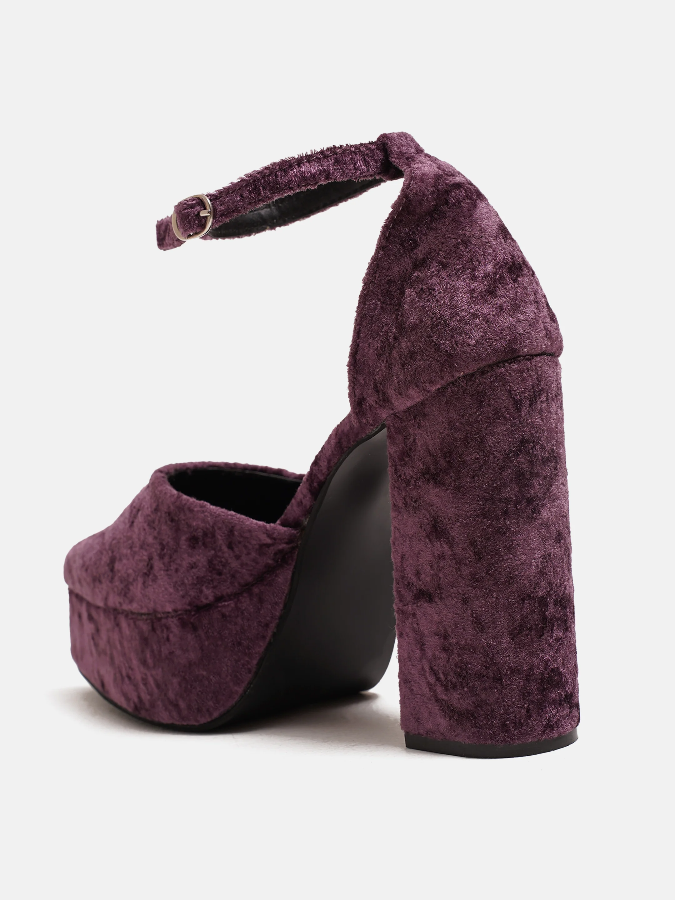 Velvet Platform Block Heels - Image 8