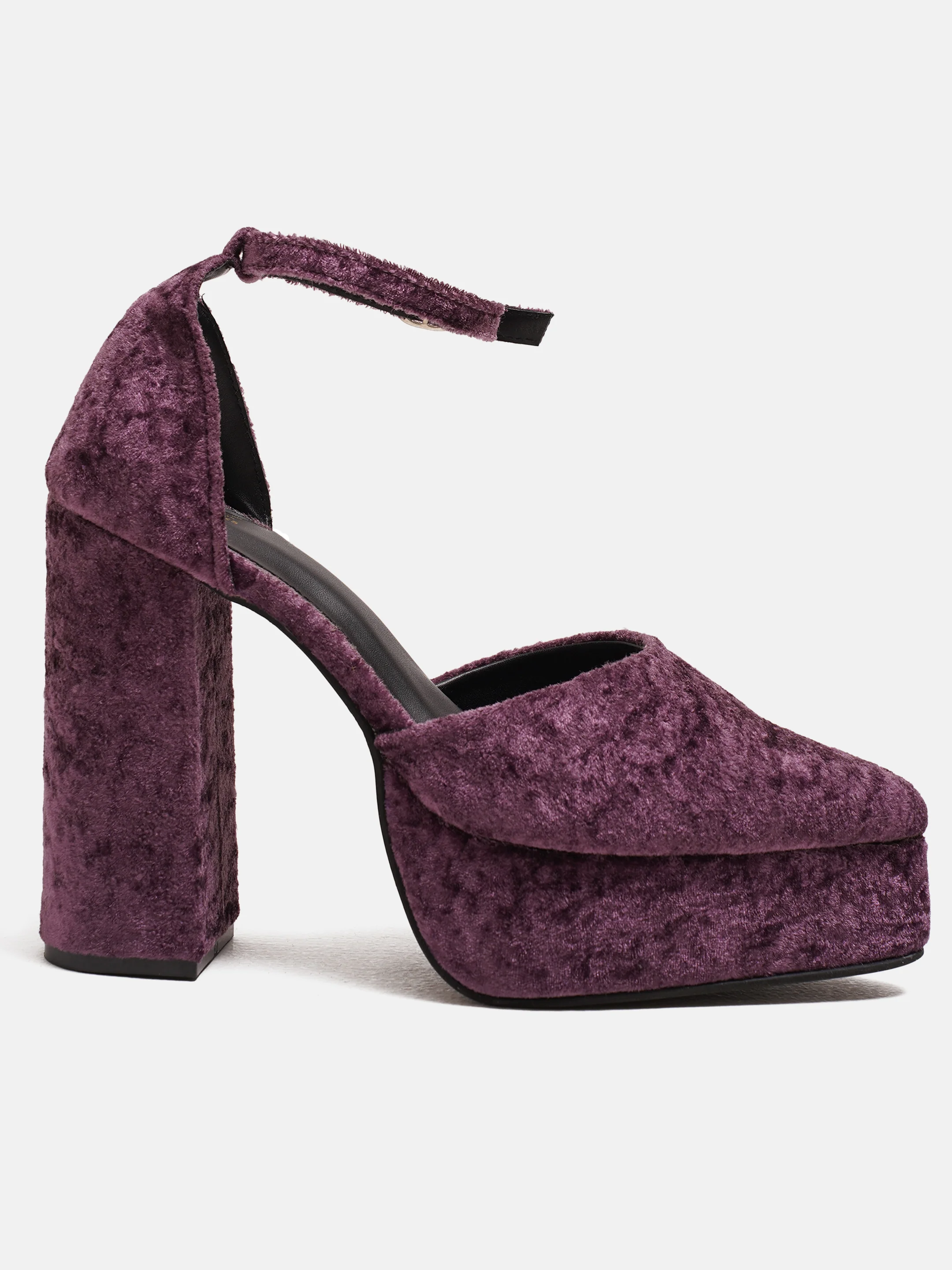Velvet Platform Block Heels - Image 9