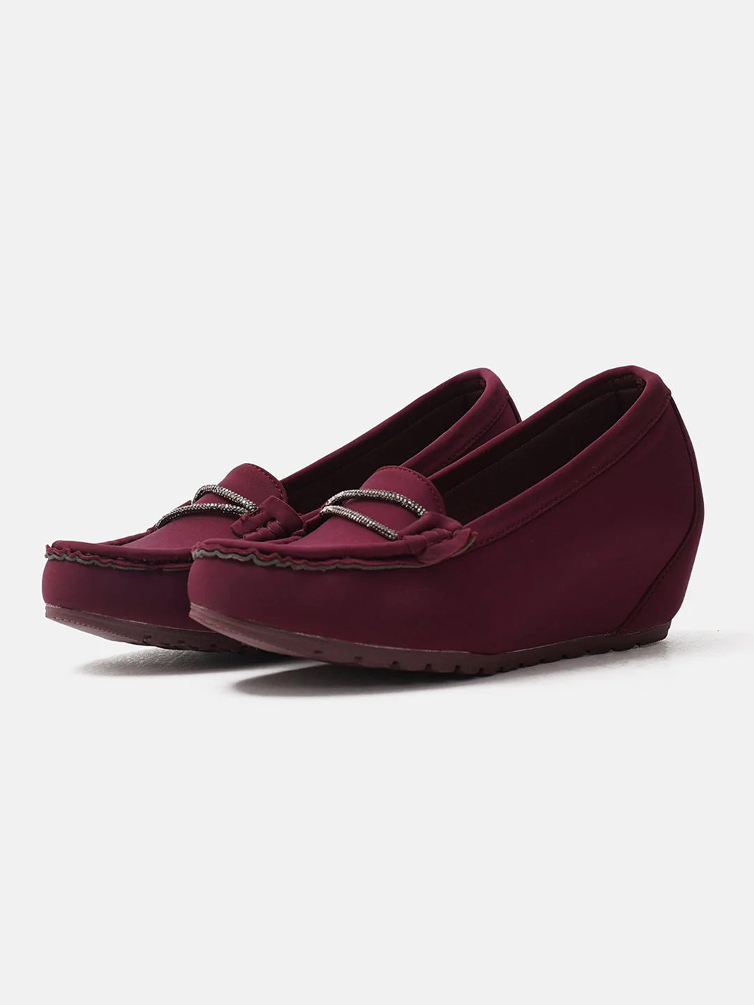JM Looks Embellished Buckle Wedge Loafers - Image 12