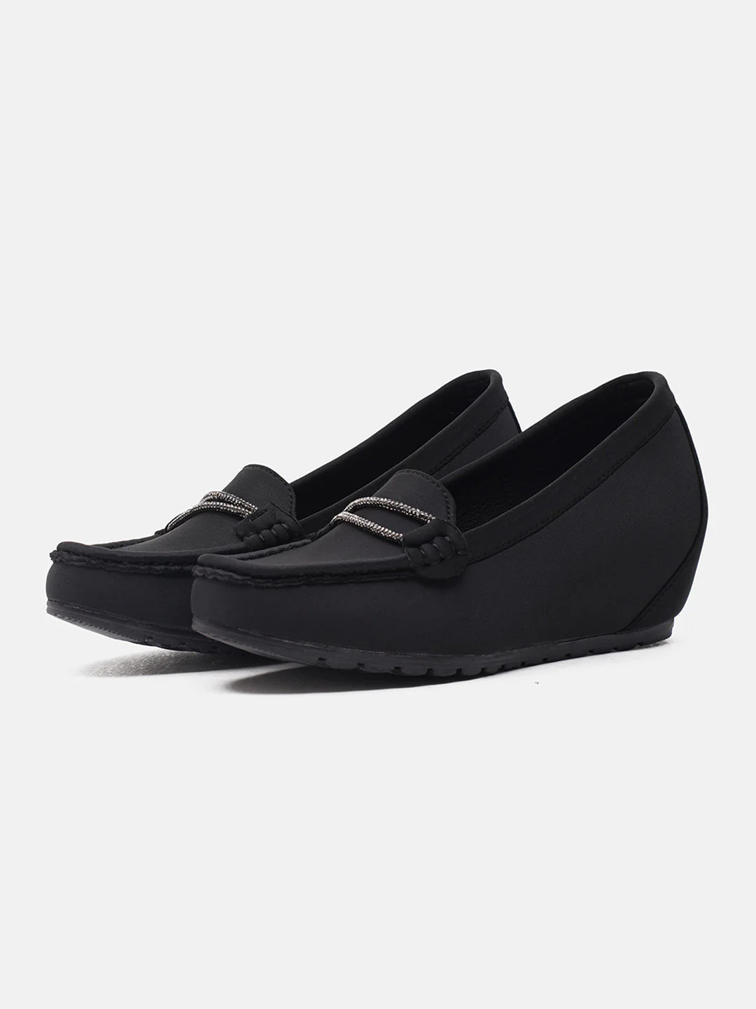 JM Looks Embellished Buckle Wedge Loafers - Image 18
