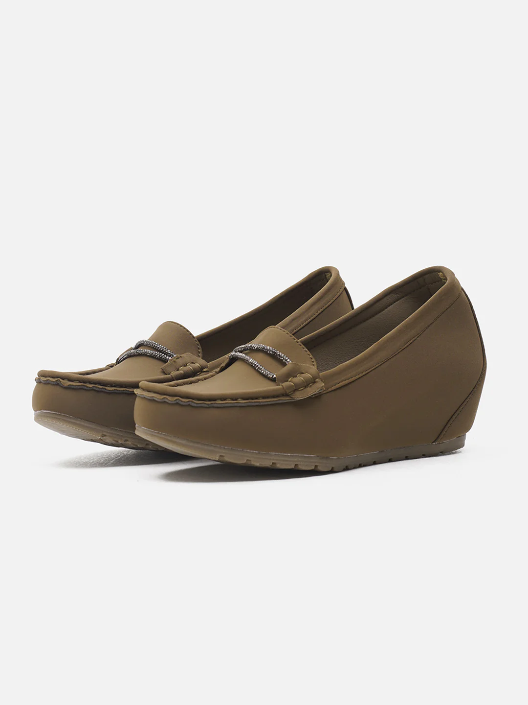 JM Looks Embellished Buckle Wedge Loafers - Image 6