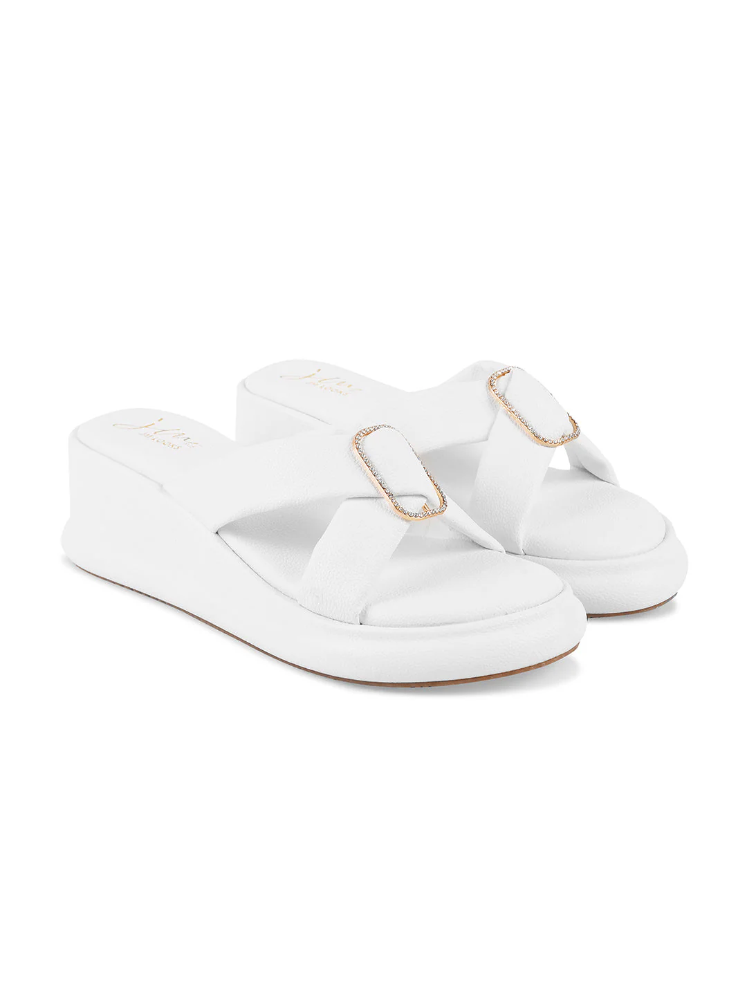 JM Looks Platform Wedge Slides with Buckle - Image 5