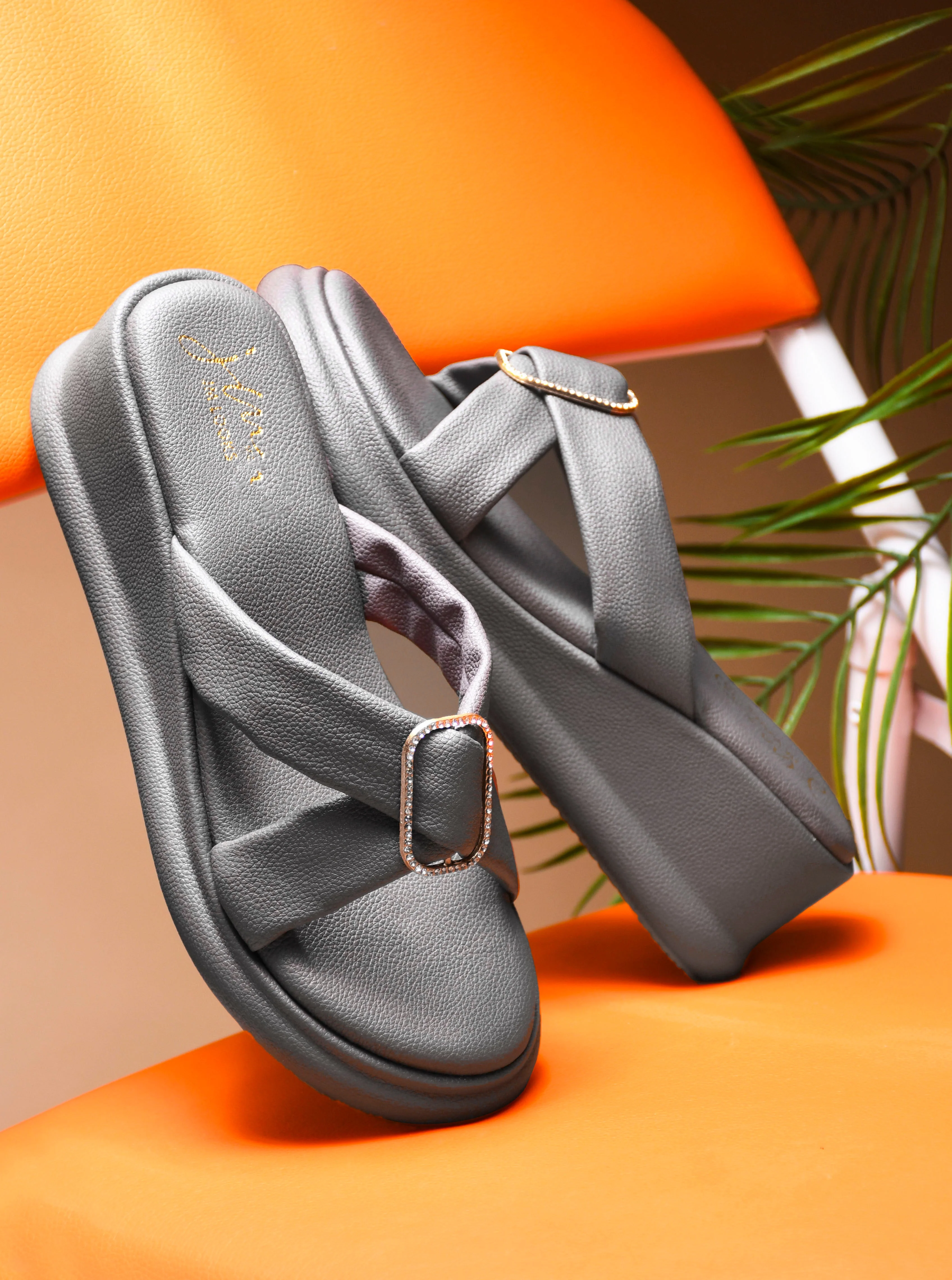 JM Looks Platform Wedge Slides with Buckle - Image 7
