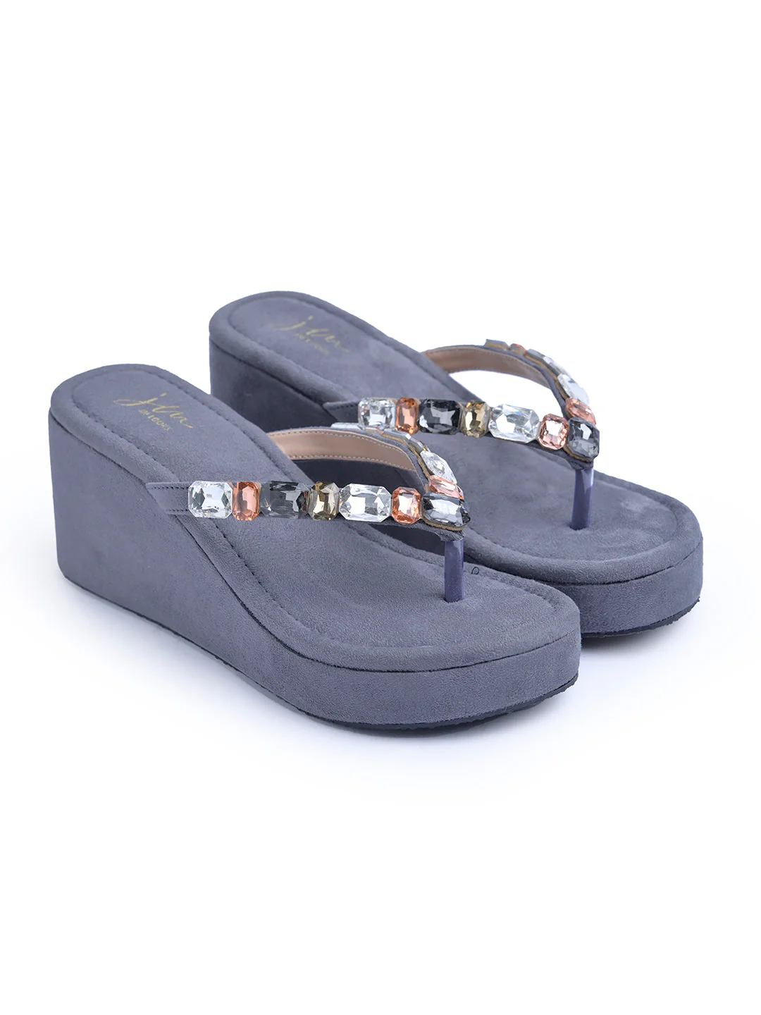 Jm Looks Embellished Platform Wedge Heels Sandals for Women & Girls - Image 11