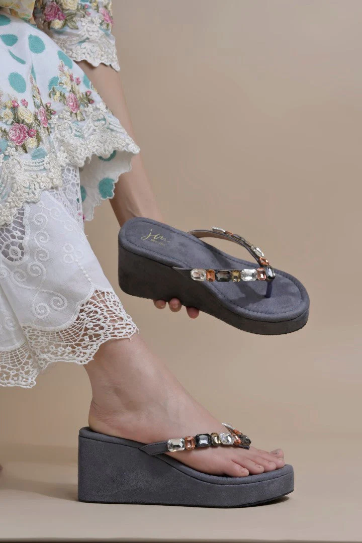 Jm Looks Embellished Platform Wedge Heels Sandals for Women & Girls - Image 8