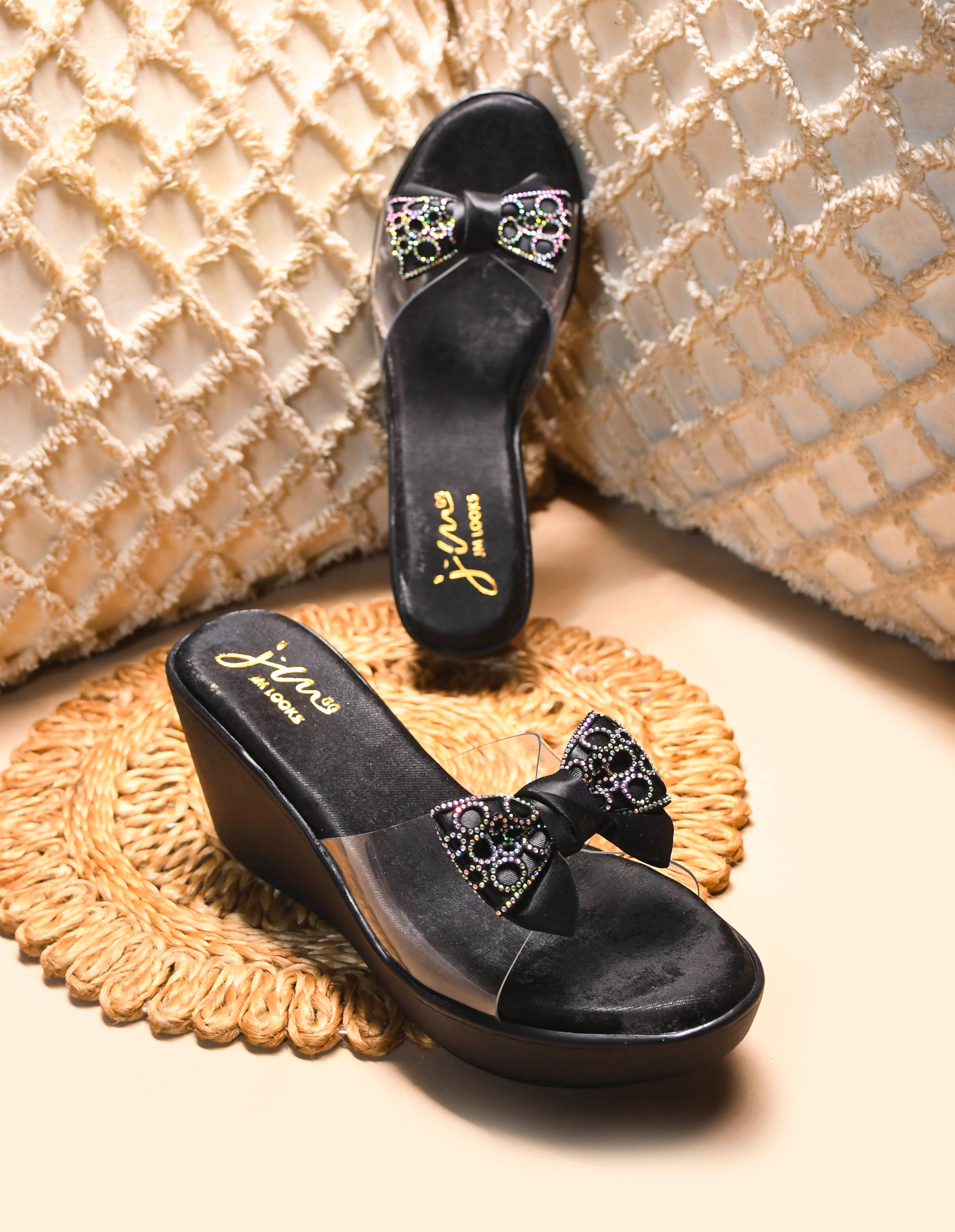Jm Looks Embellished Bow Wedge Platform Sandals - Image 14