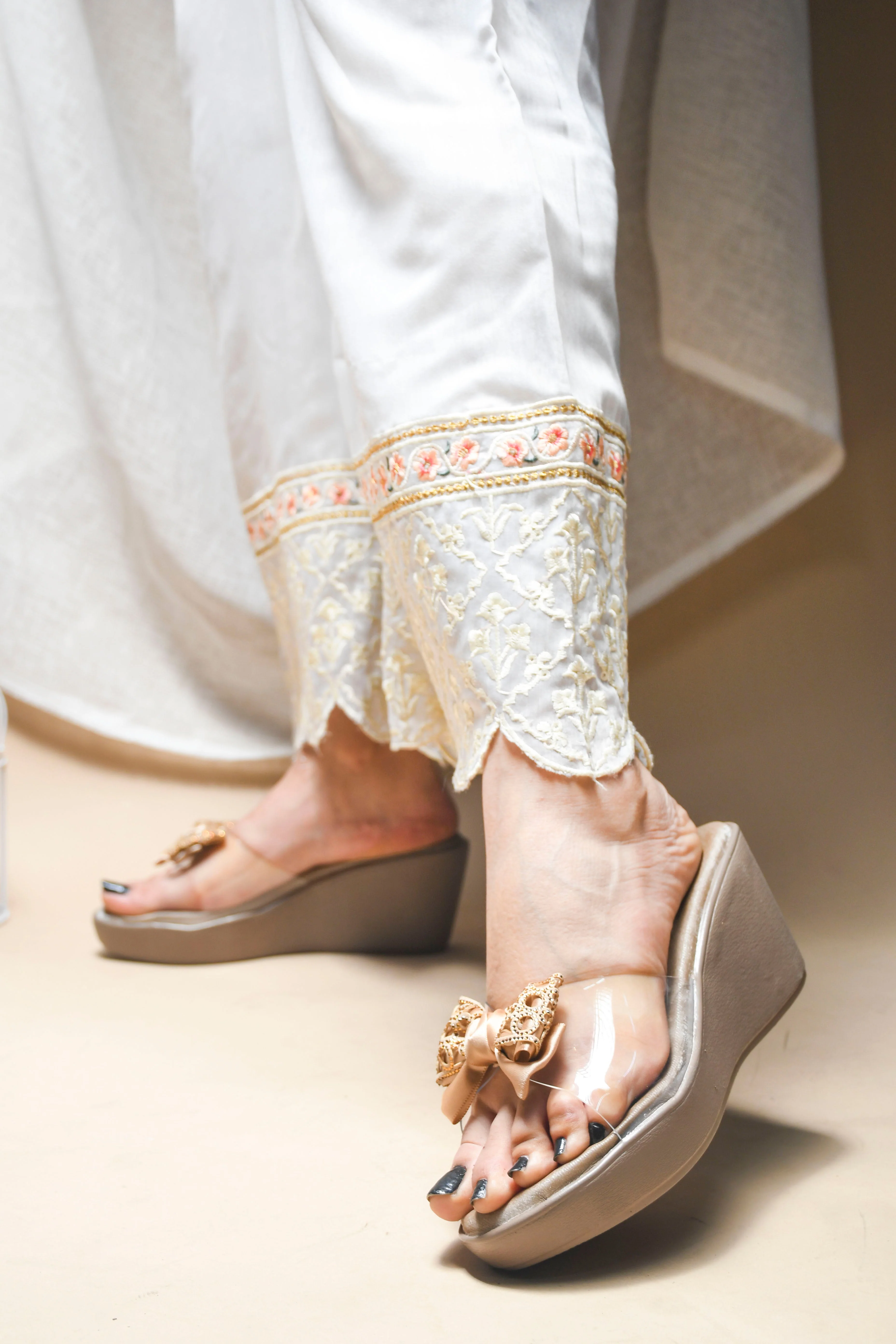Jm Looks Embellished Bow Wedge Platform Sandals - Image 3