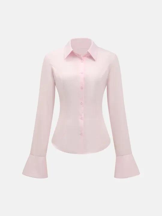 White Fitted Shirt with Back Lace-Up - Image 7