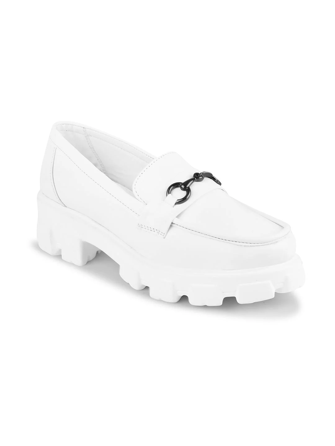 Women Buckled Heeled Horsebit Loafers - Image 12