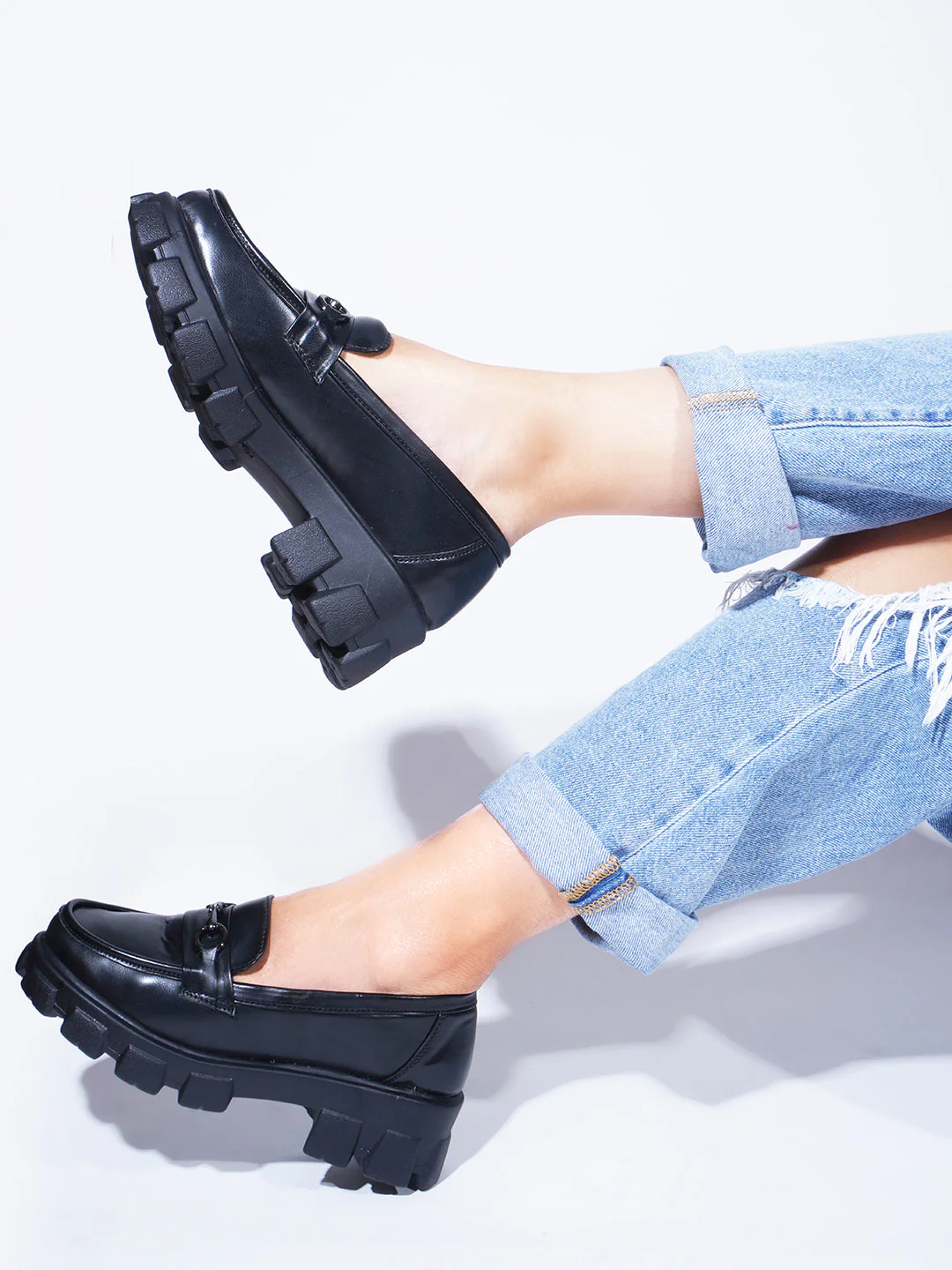 Women Buckled Heeled Horsebit Loafers - Image 3