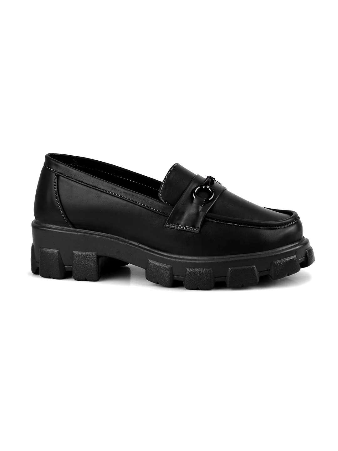 Women Buckled Heeled Horsebit Loafers - Image 5