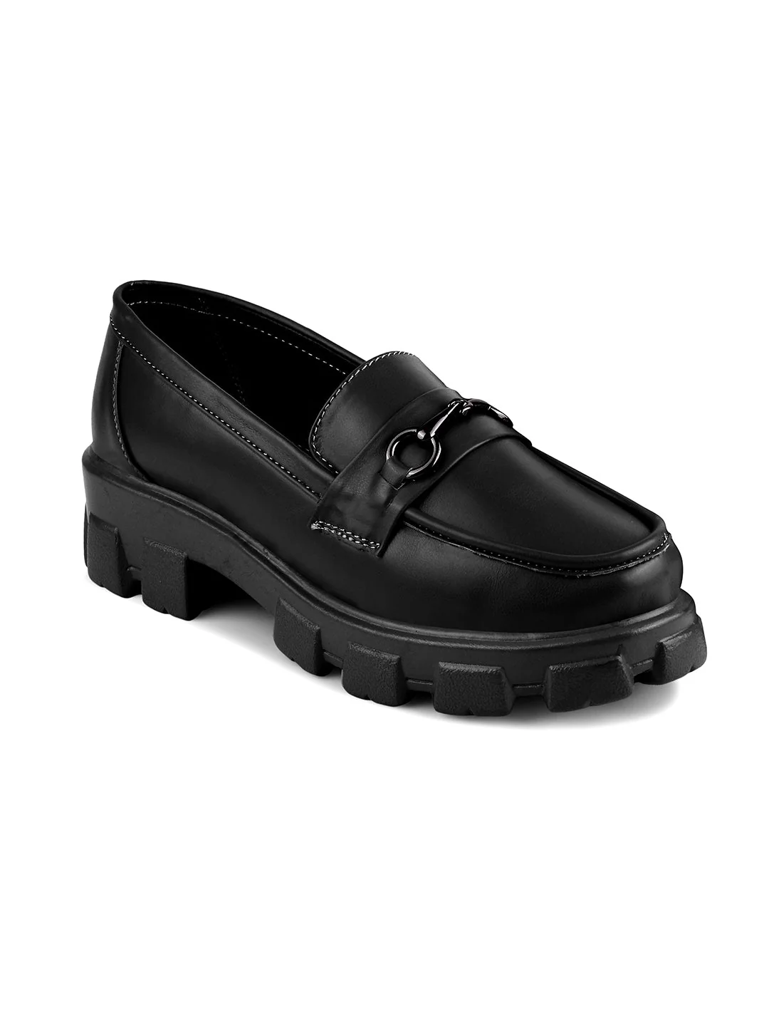 Women Buckled Heeled Horsebit Loafers - Image 6