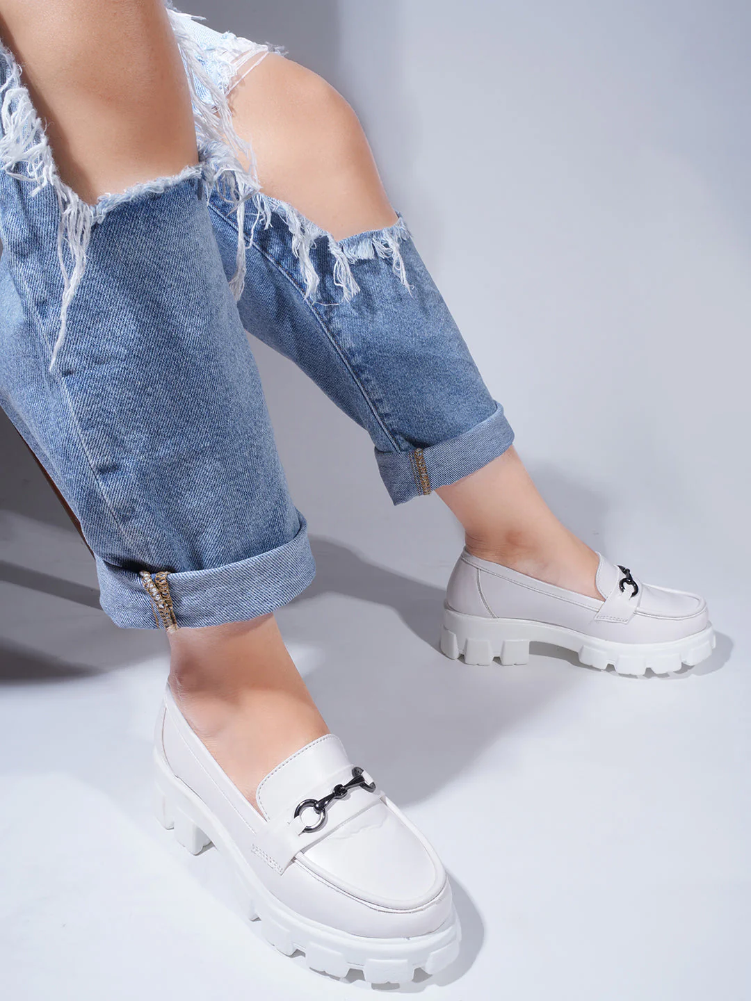 Women Buckled Heeled Horsebit Loafers - Image 8