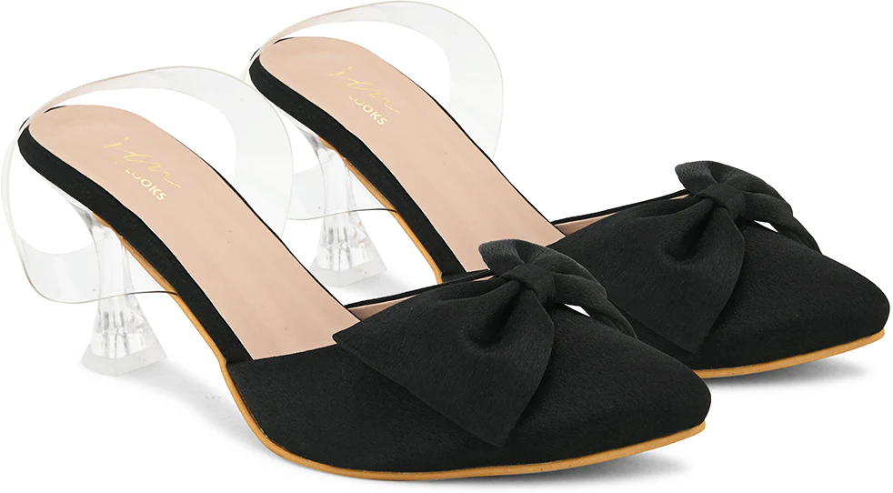 Women Kitten Heeled Sandals with Bow Applique - Image 5