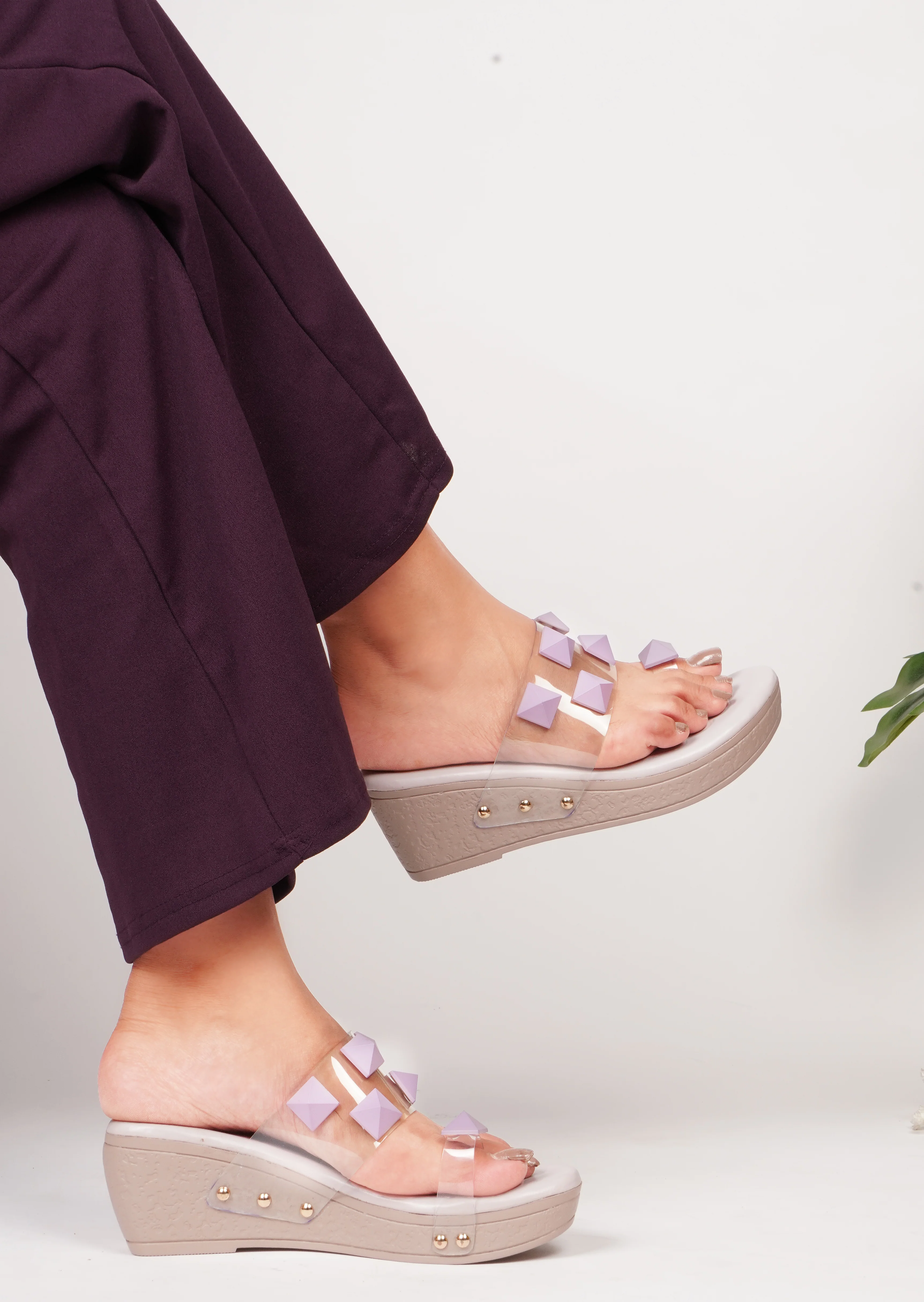 Transparent One-Toe Strap Slip-On Wedges - Image 6