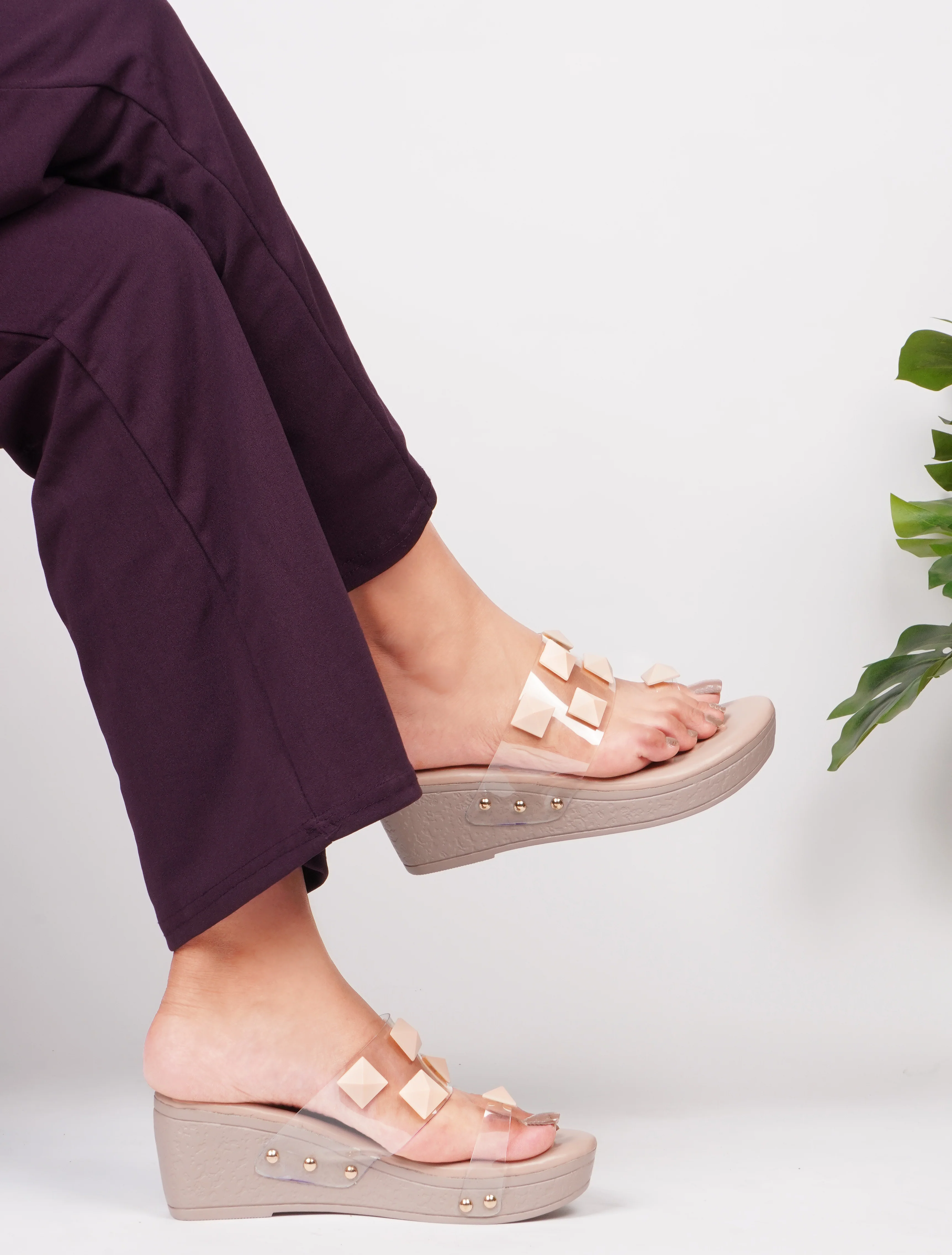 Transparent One-Toe Strap Slip-On Wedges - Image 8