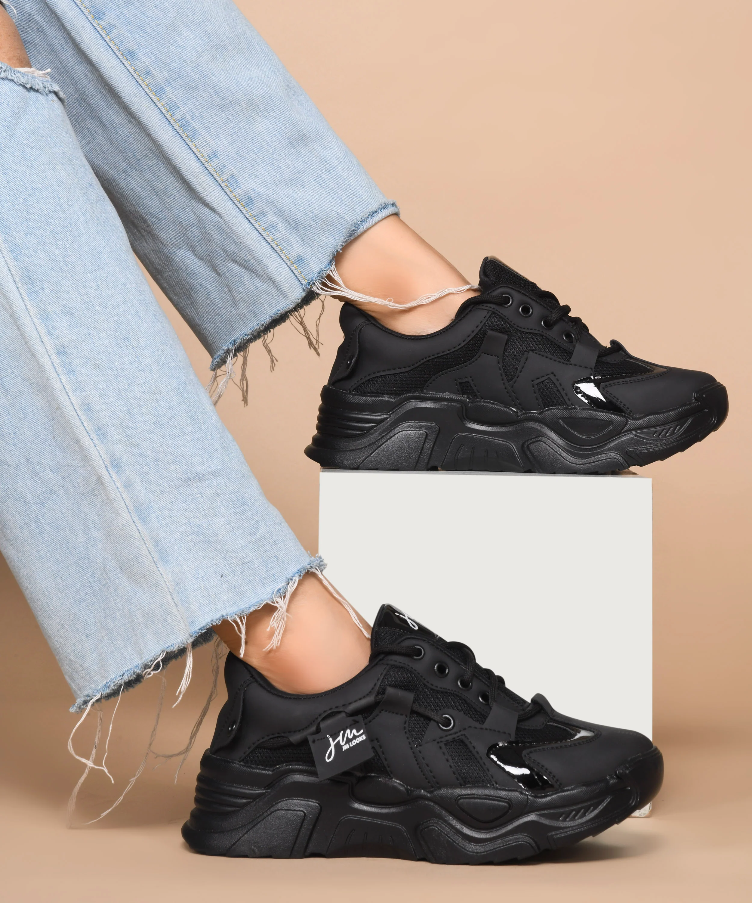 Women’s Chunky Lace-Up Casual Sneakers with Cushioned Sole - Image 2