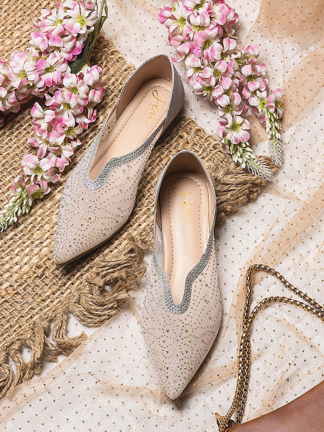 Jm Looks Women's Embellished Pointed Toe Flats
