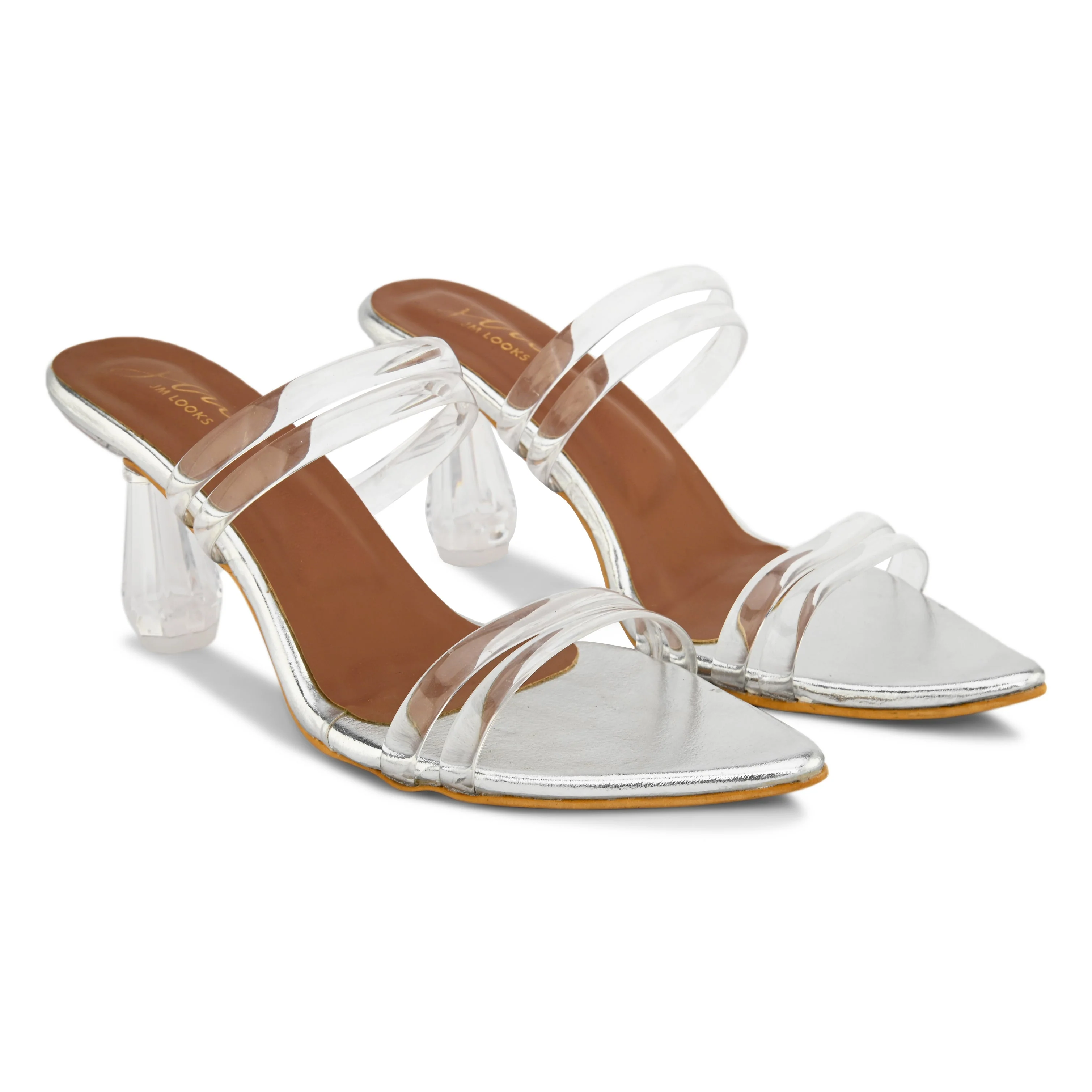 Jm Looks Women's Pointed Toe Clear Strap Heels - Image 11