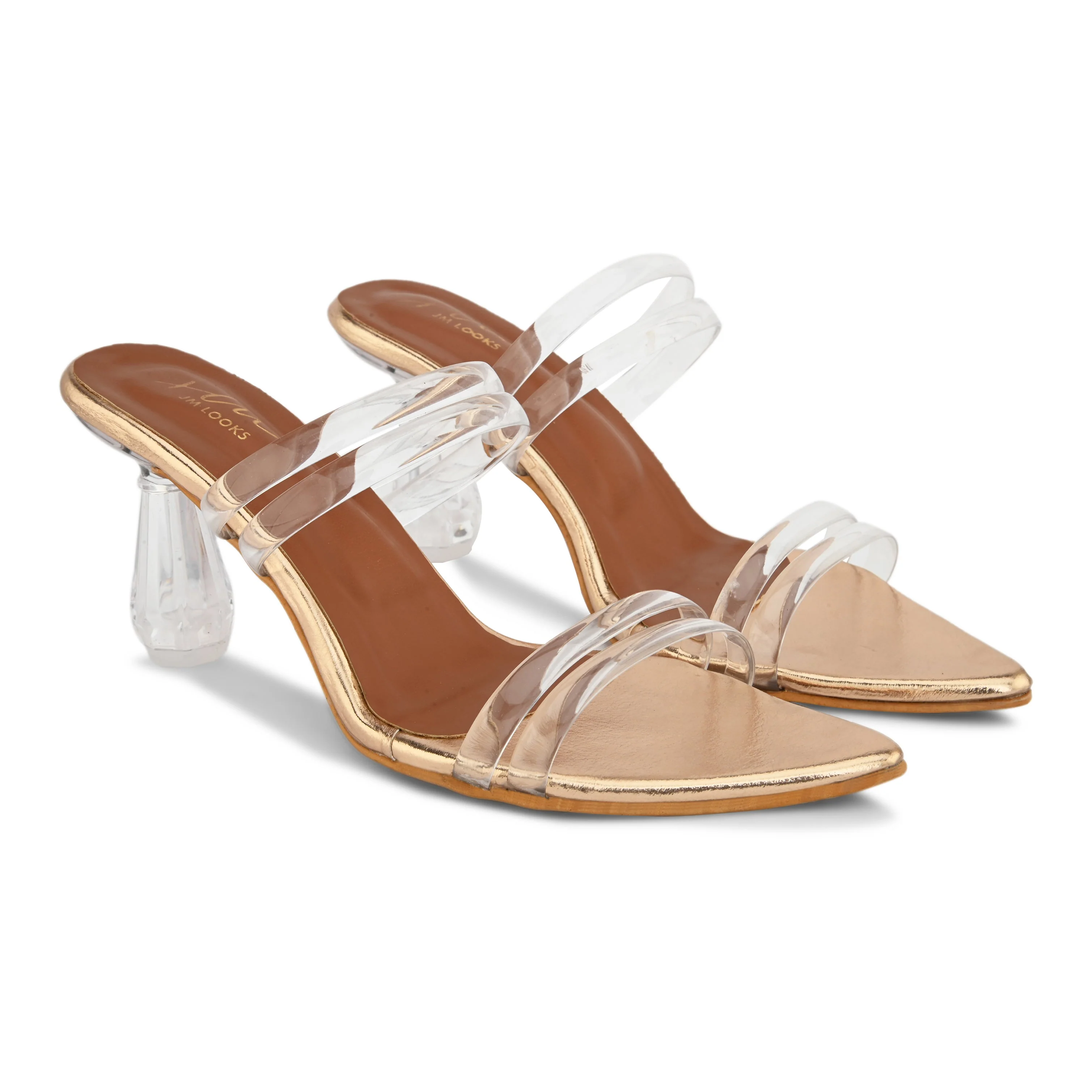 Jm Looks Women's Pointed Toe Clear Strap Heels - Image 17