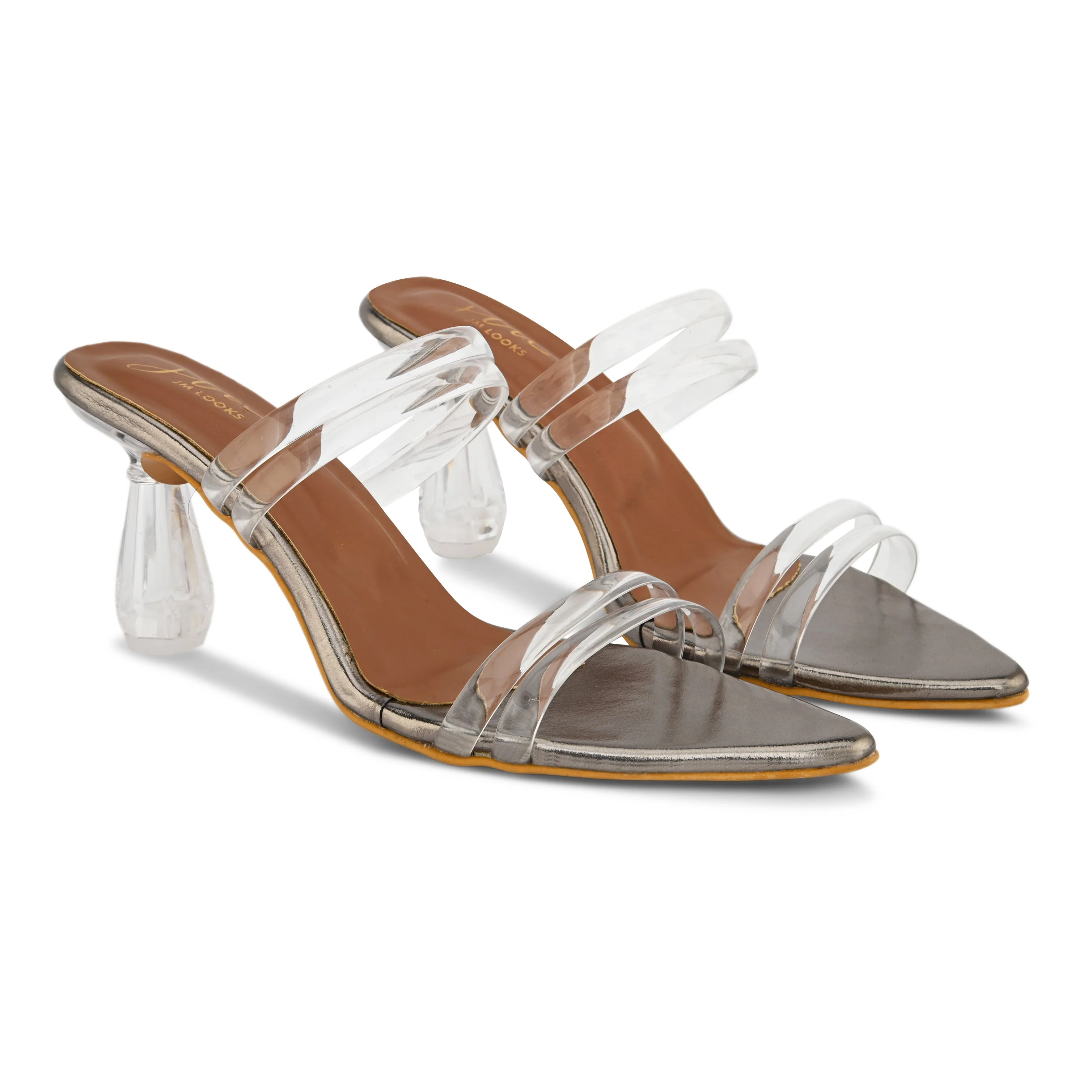 Jm Looks Women's Pointed Toe Clear Strap Heels - Image 5